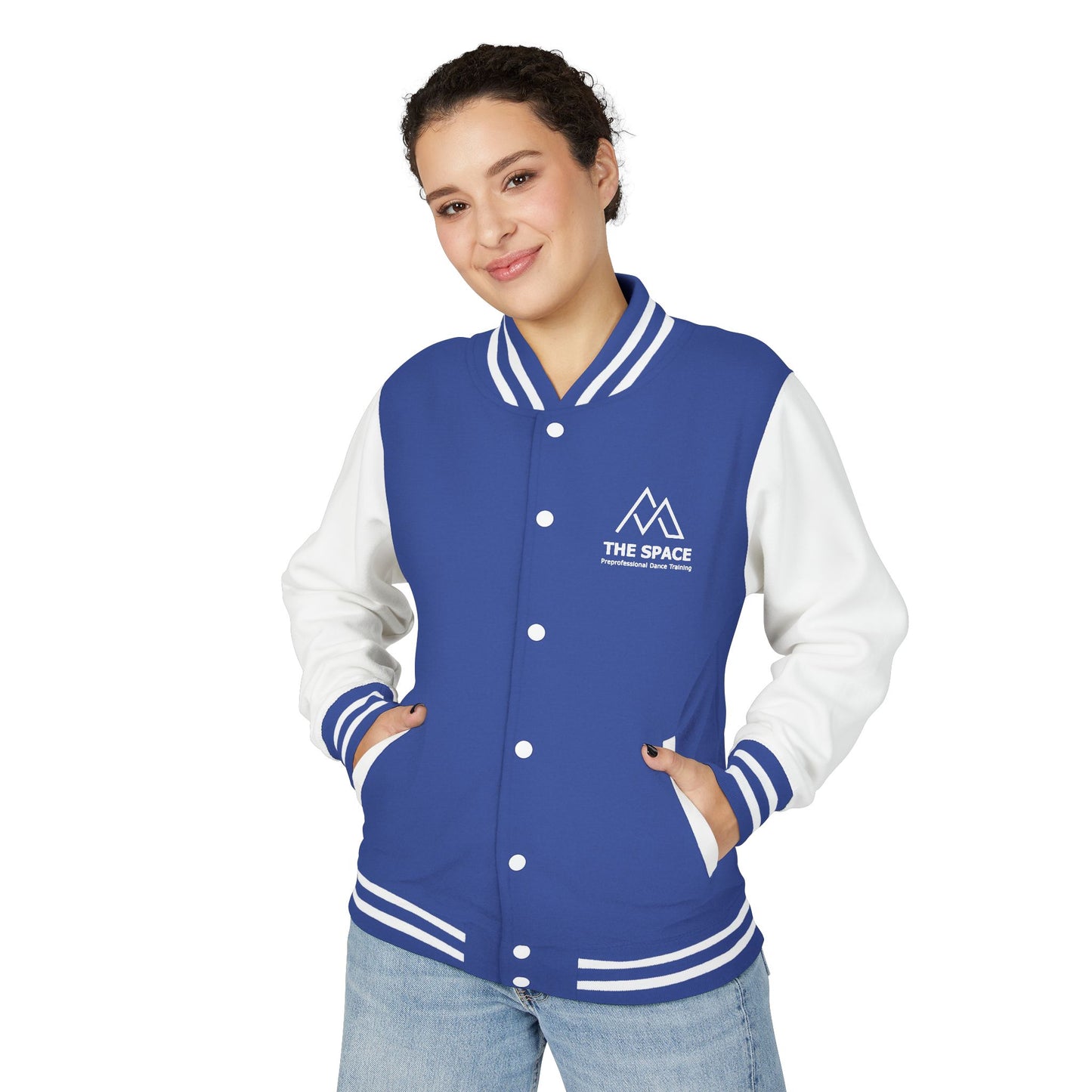 The Space - Unisex Heavyweight Letterman Jacket (Front Logo, Back Logo)