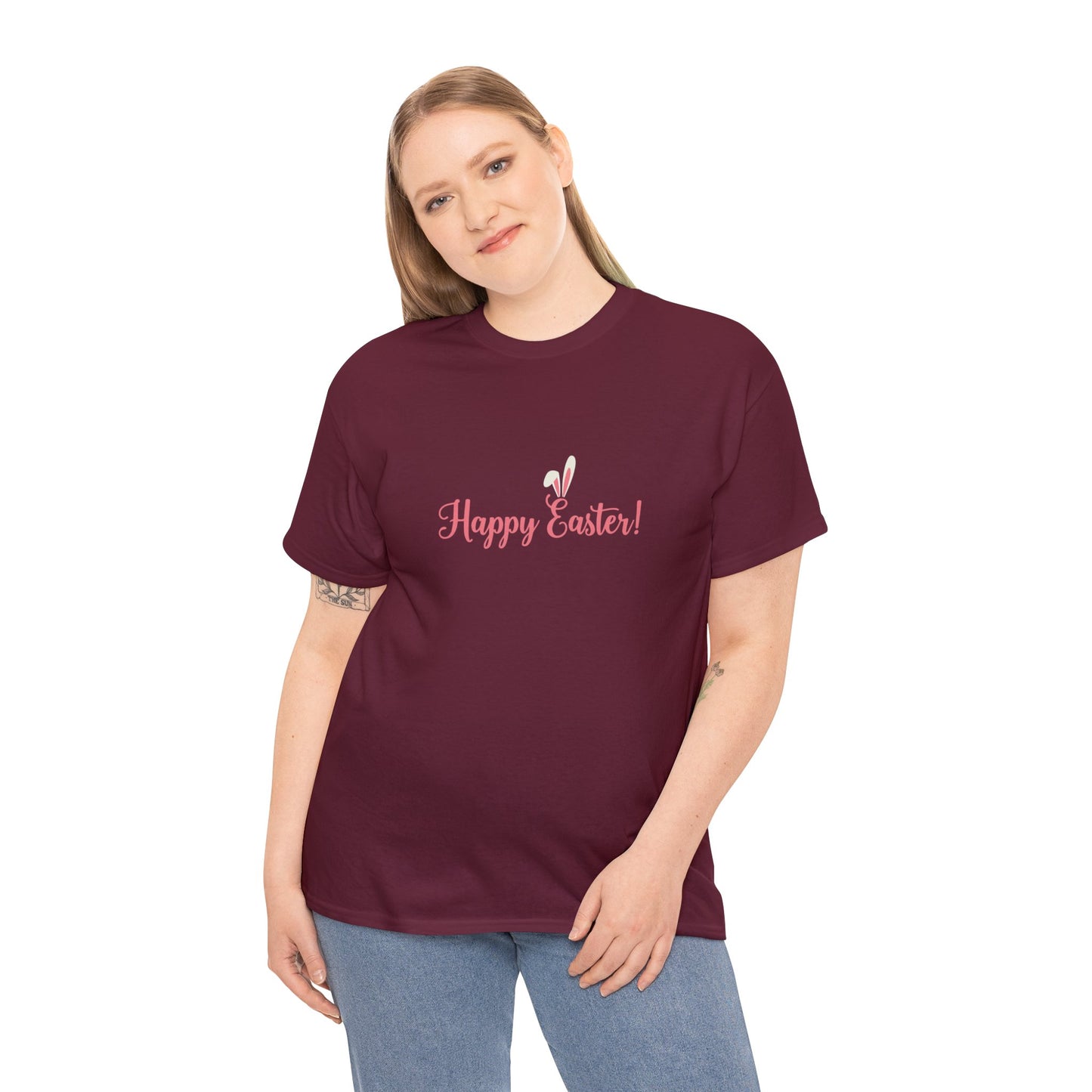 Easter Bunny Footprints - Unisex Heavy Cotton Tee (Front Design, Back Design)