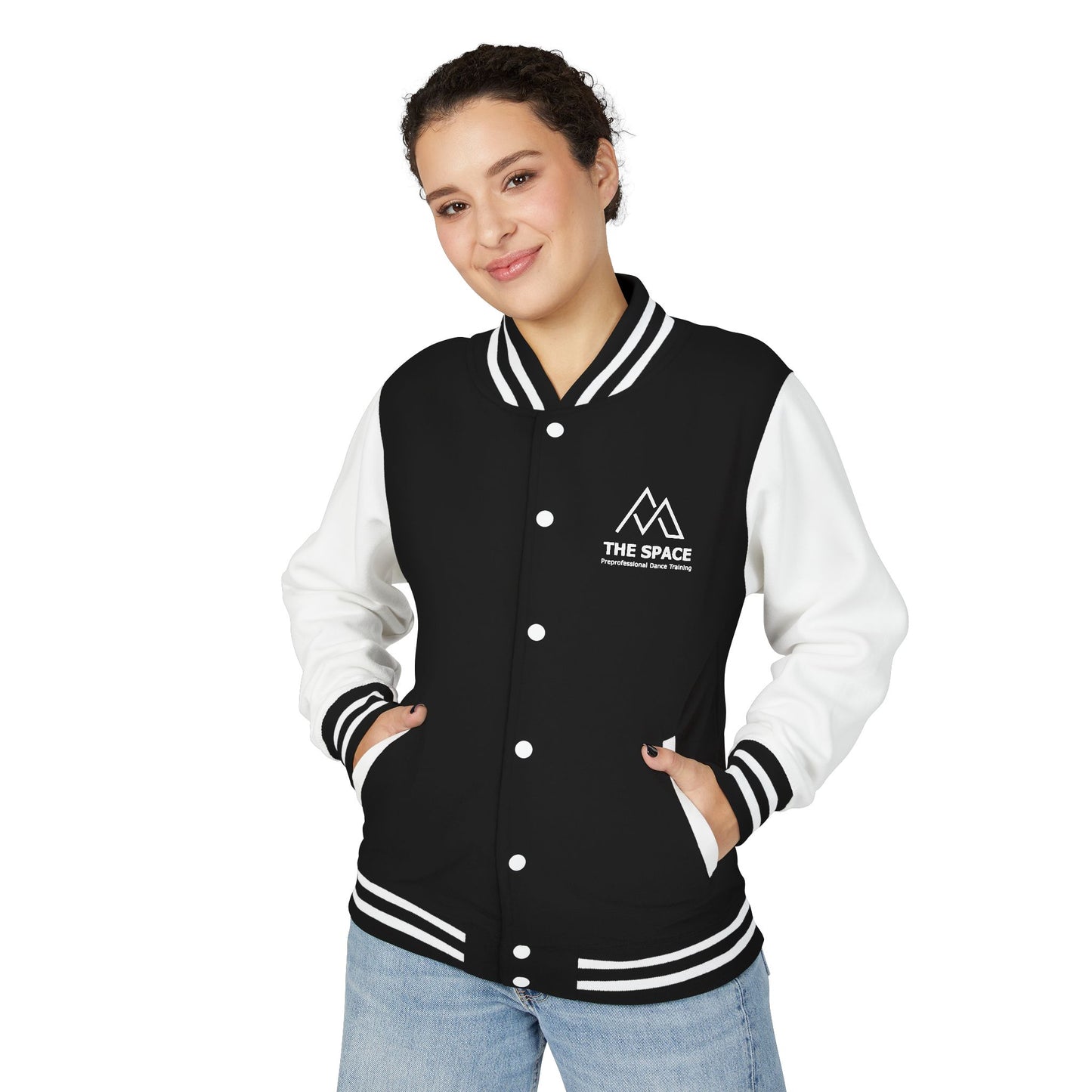The Space - Unisex Heavyweight Letterman Jacket (Front Logo, Back Logo)