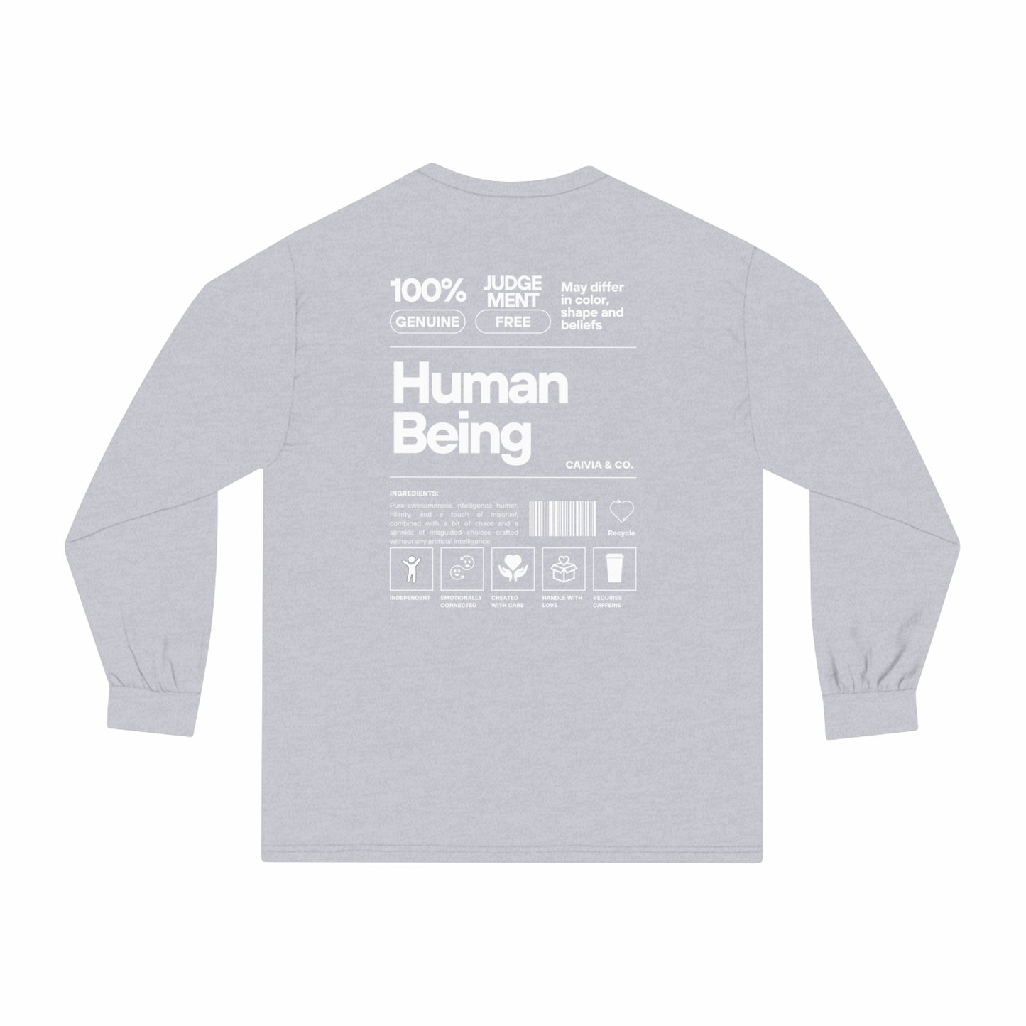 HUMAN BEING - Unisex Classic Long Sleeve T-Shirt - (Front Logo, Back Design)