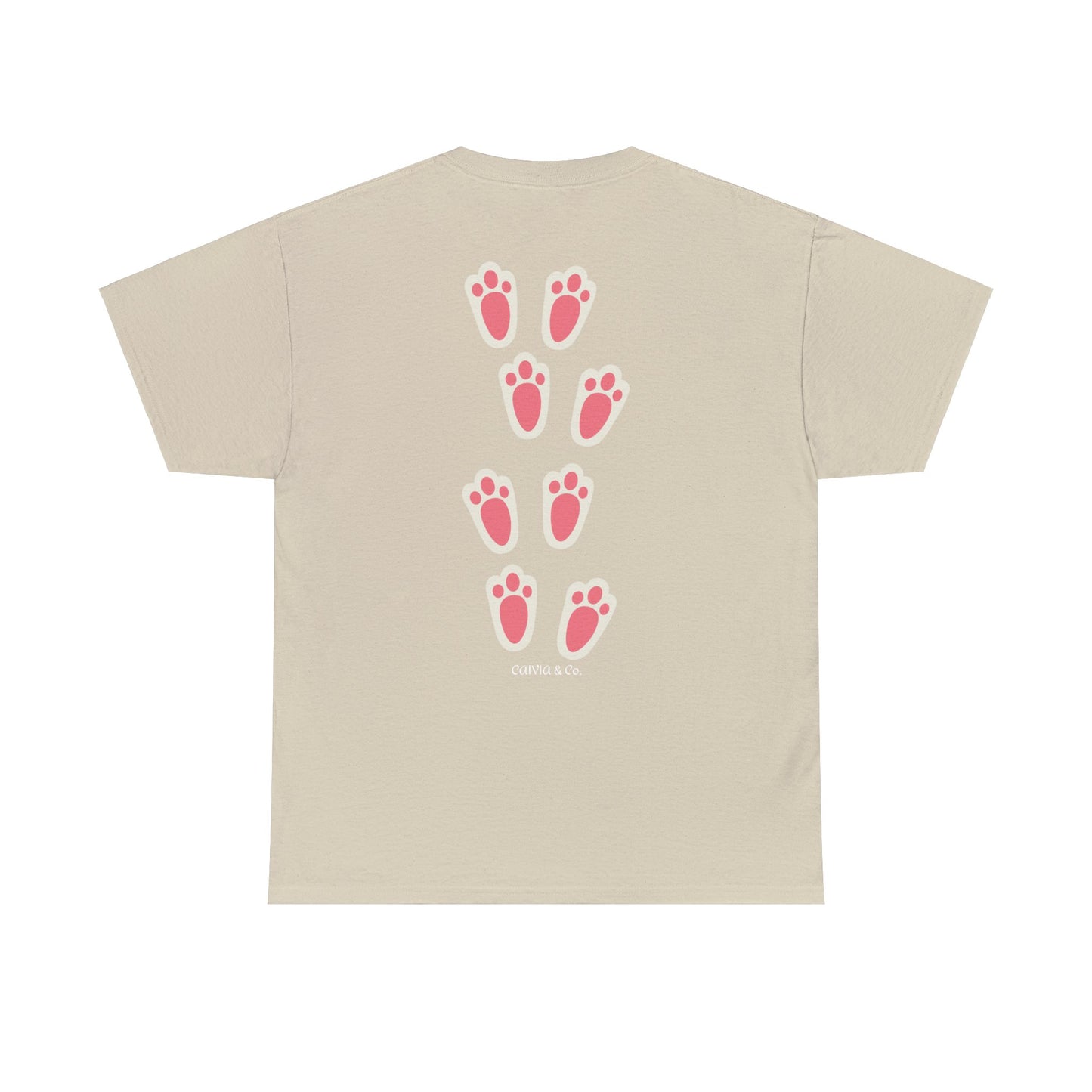 Easter Bunny Footprints - Unisex Heavy Cotton Tee (Front Design, Back Design)