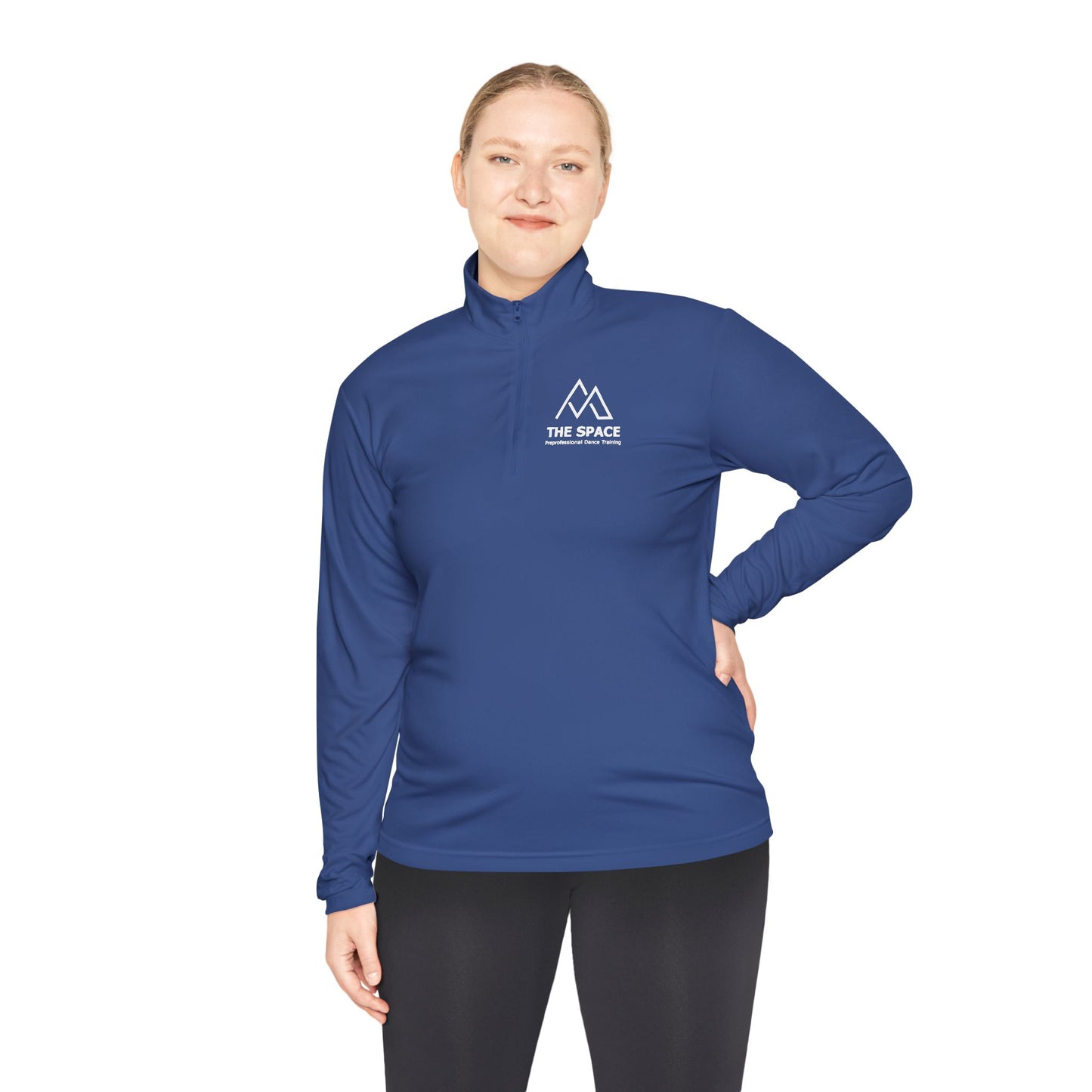 The Space - Unisex Quarter-Zip Pullover (Left Chest Logo, Back Quote)