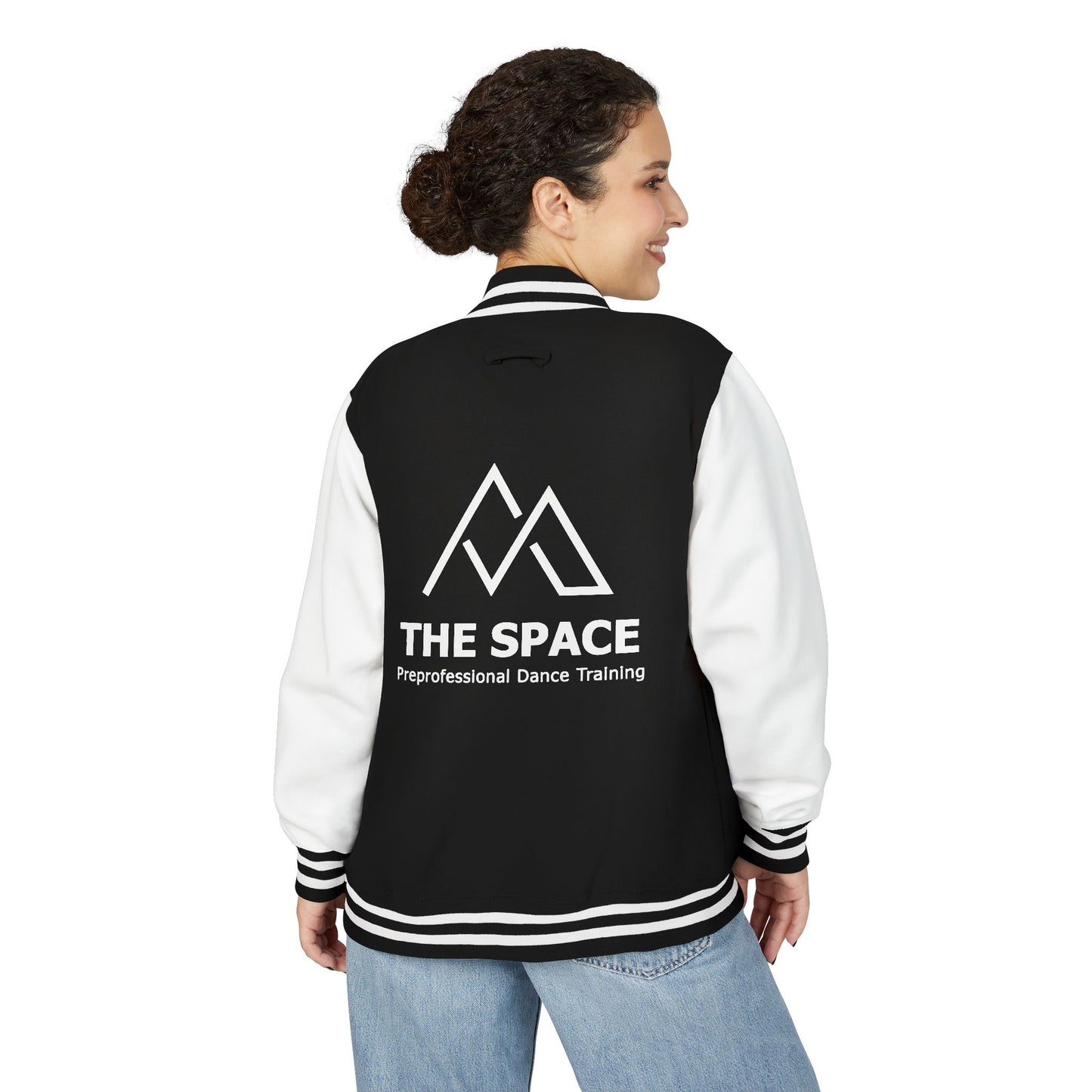 The Space - Unisex Heavyweight Letterman Jacket (Front Logo, Back Logo)