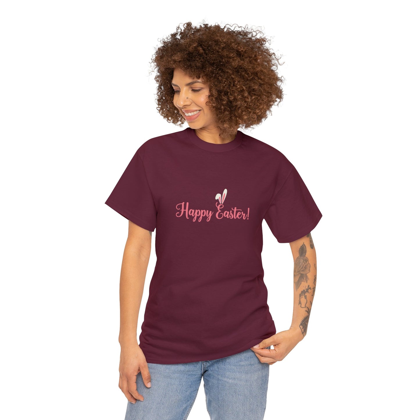 Easter Bunny Footprints - Unisex Heavy Cotton Tee (Front Design, Back Design)