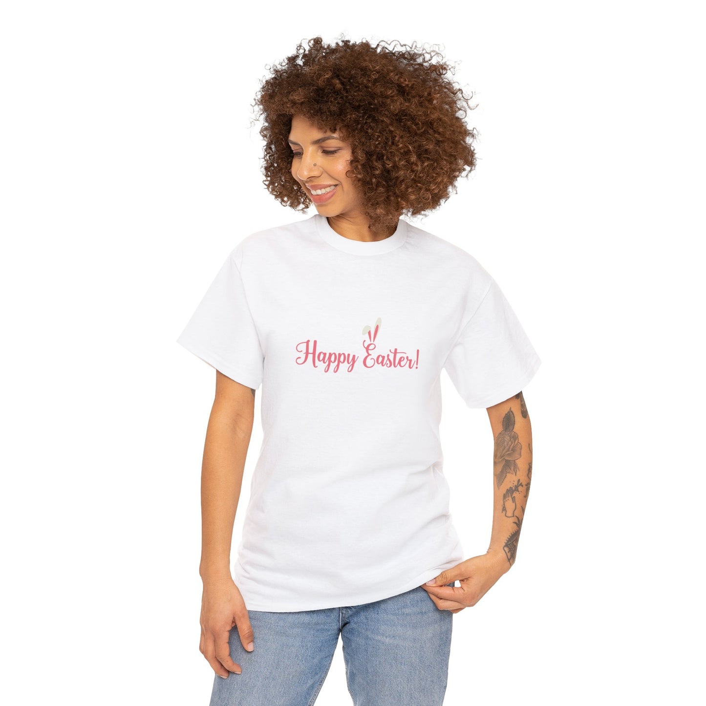 Easter Bunny Footprints - Unisex Heavy Cotton Tee (Front Design, Back Design)