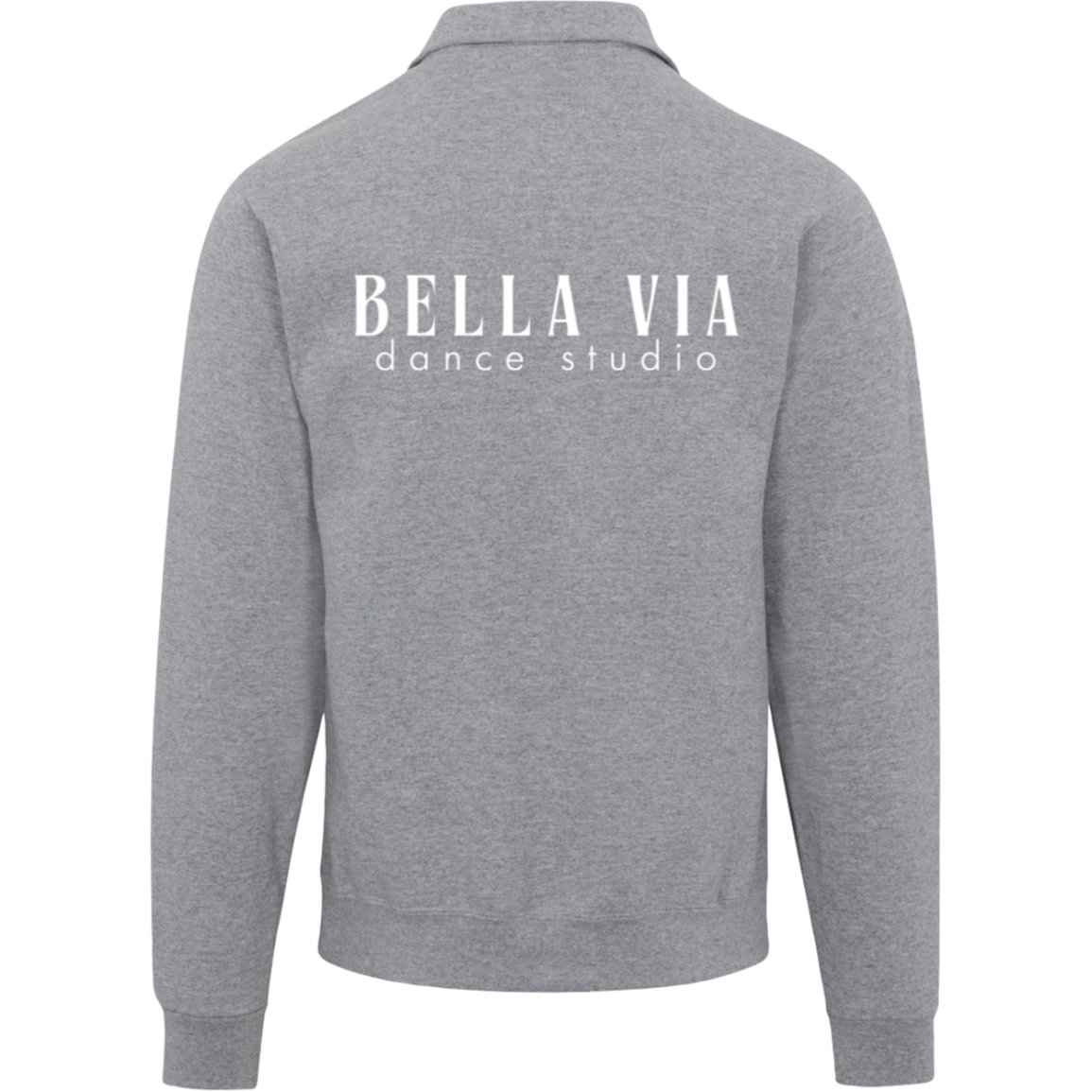 BellaVia - Mens Fleece Quarter Zip Pullover (Front Logo, Back Design)