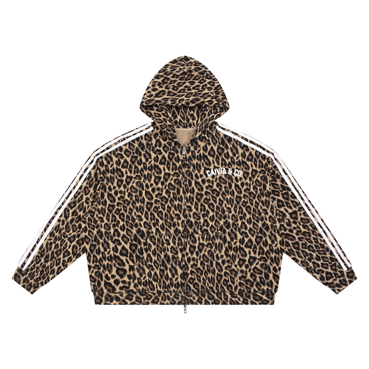 CAIVIA & Co. - Unisex Leopard Full Zip Hoodie