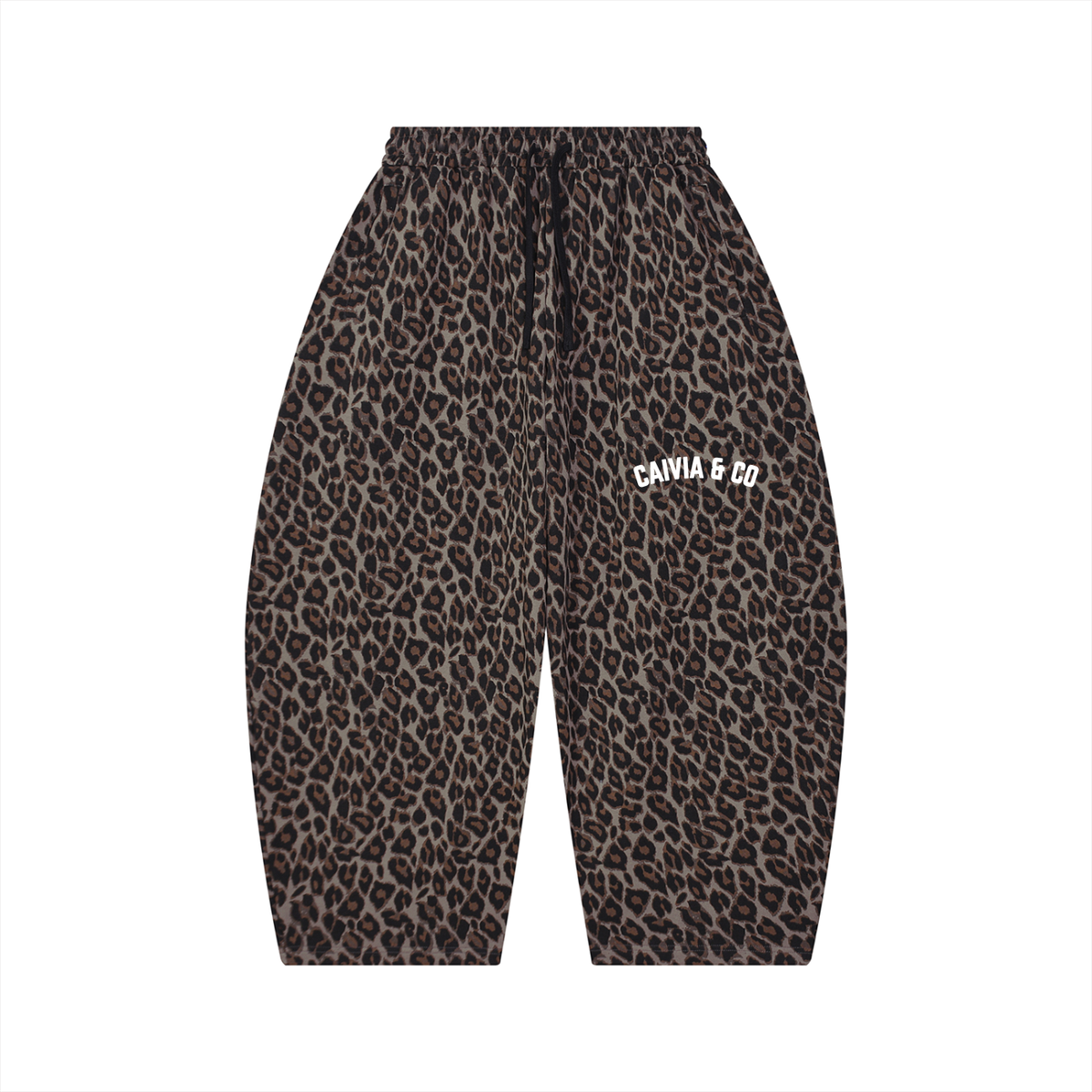 CAIVIA & Co. - Unisex Leopard Barrel Leg Sweatpants