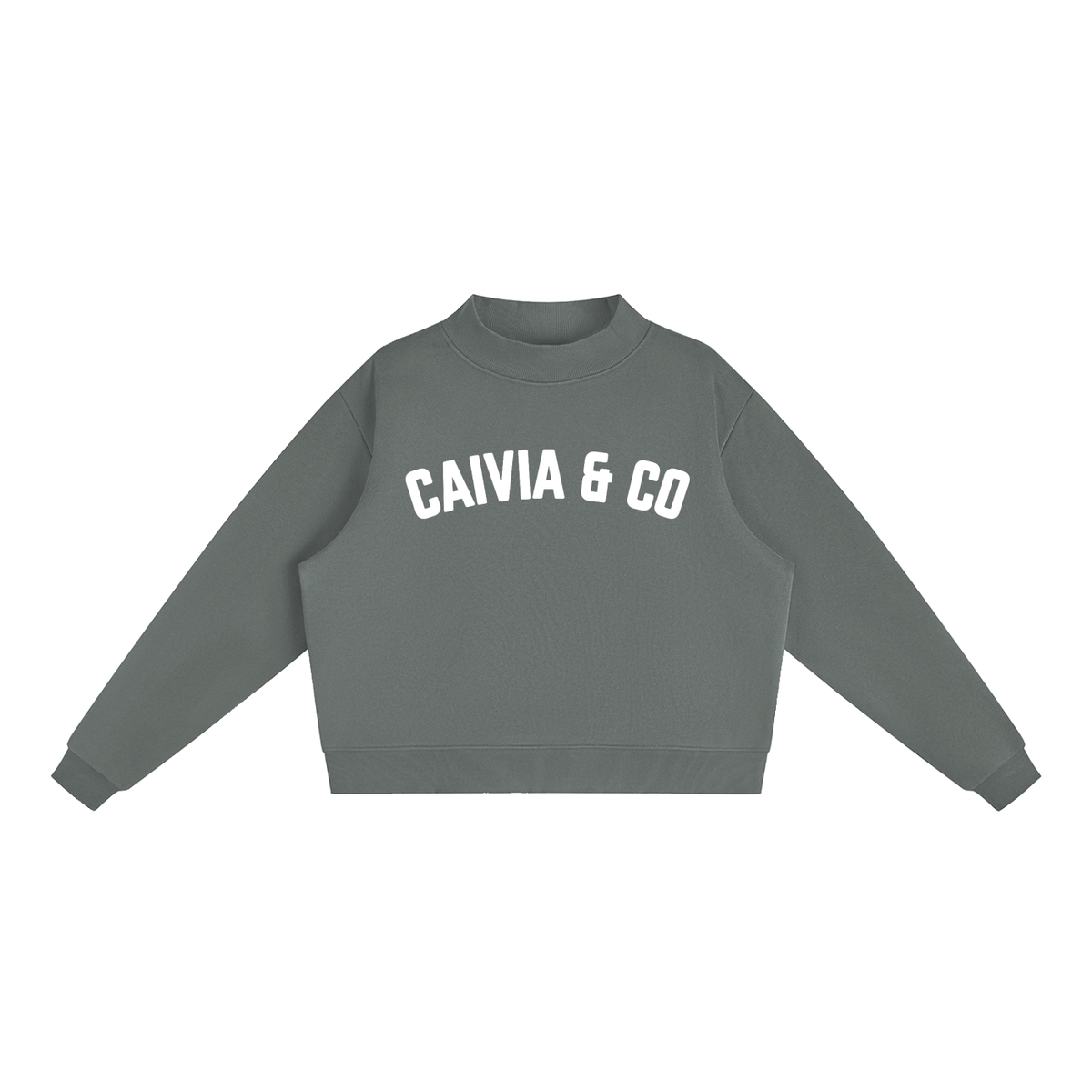 CAIVIA & Co. - Fleece Mock-Neck Crew Sweatshirt