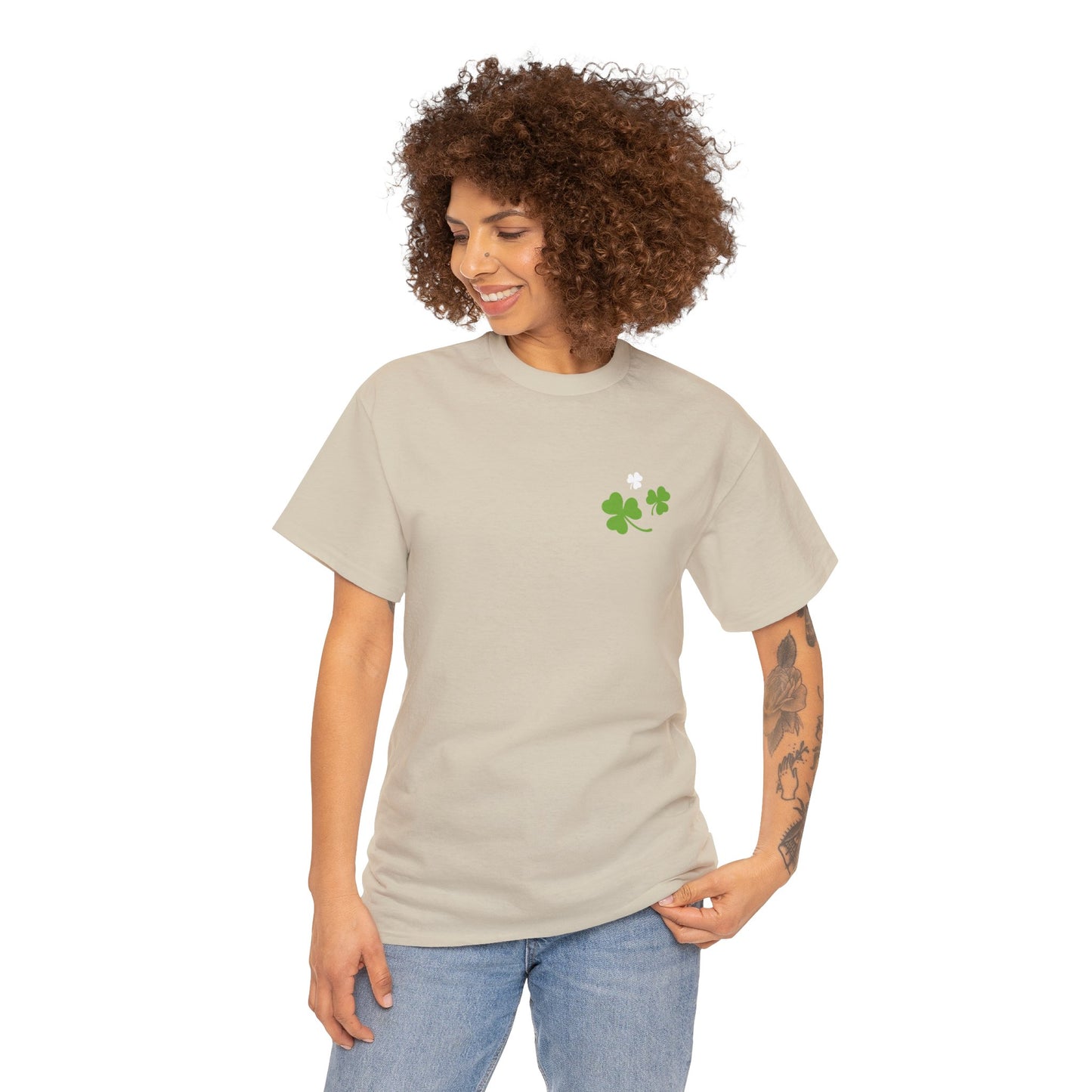 St. Patrick's Day - Unisex Cotton Tee - Front Logo, Back Design