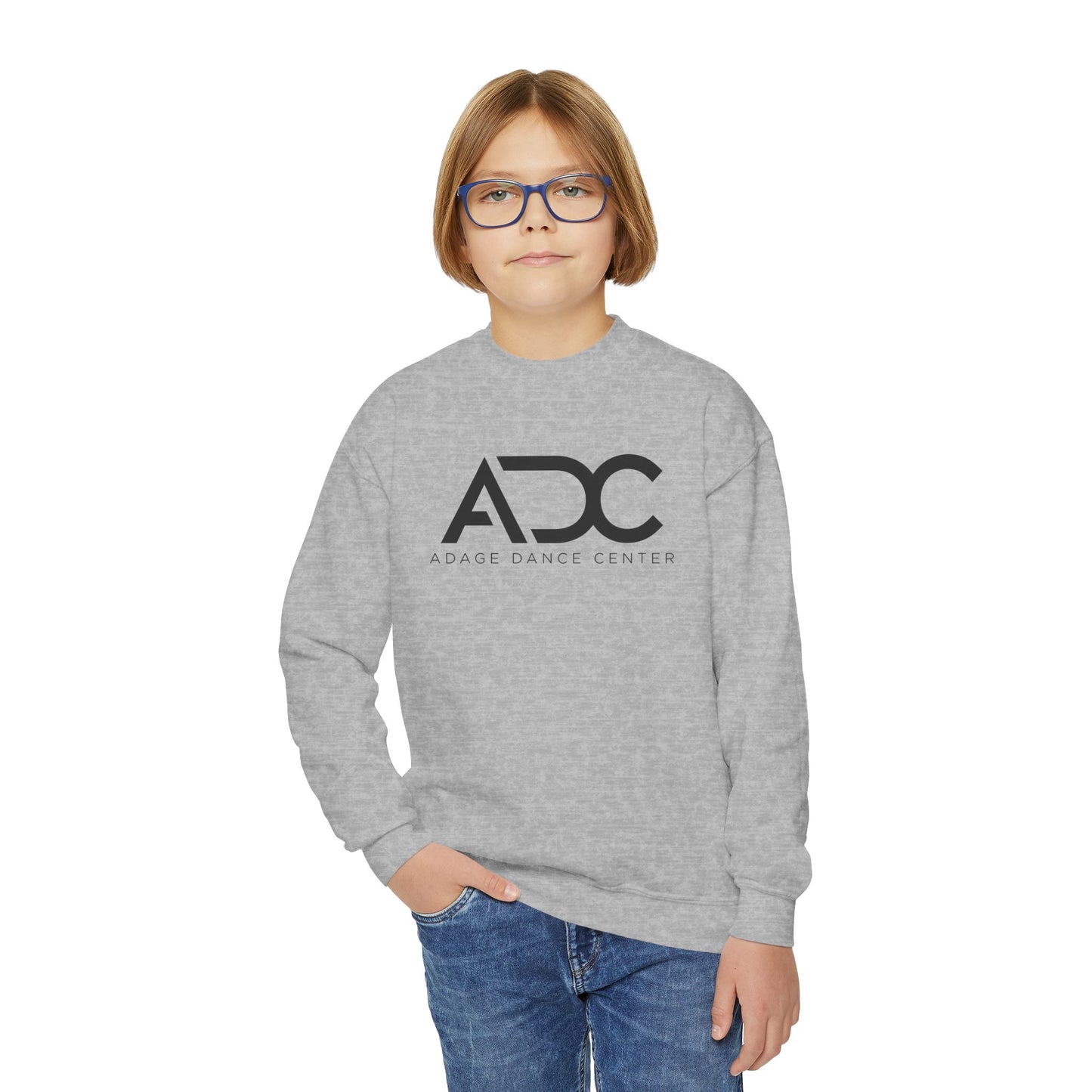 Adage Dance Center: Gildan Youth Crewneck Sweatshirt (Front Logo, Back Name)