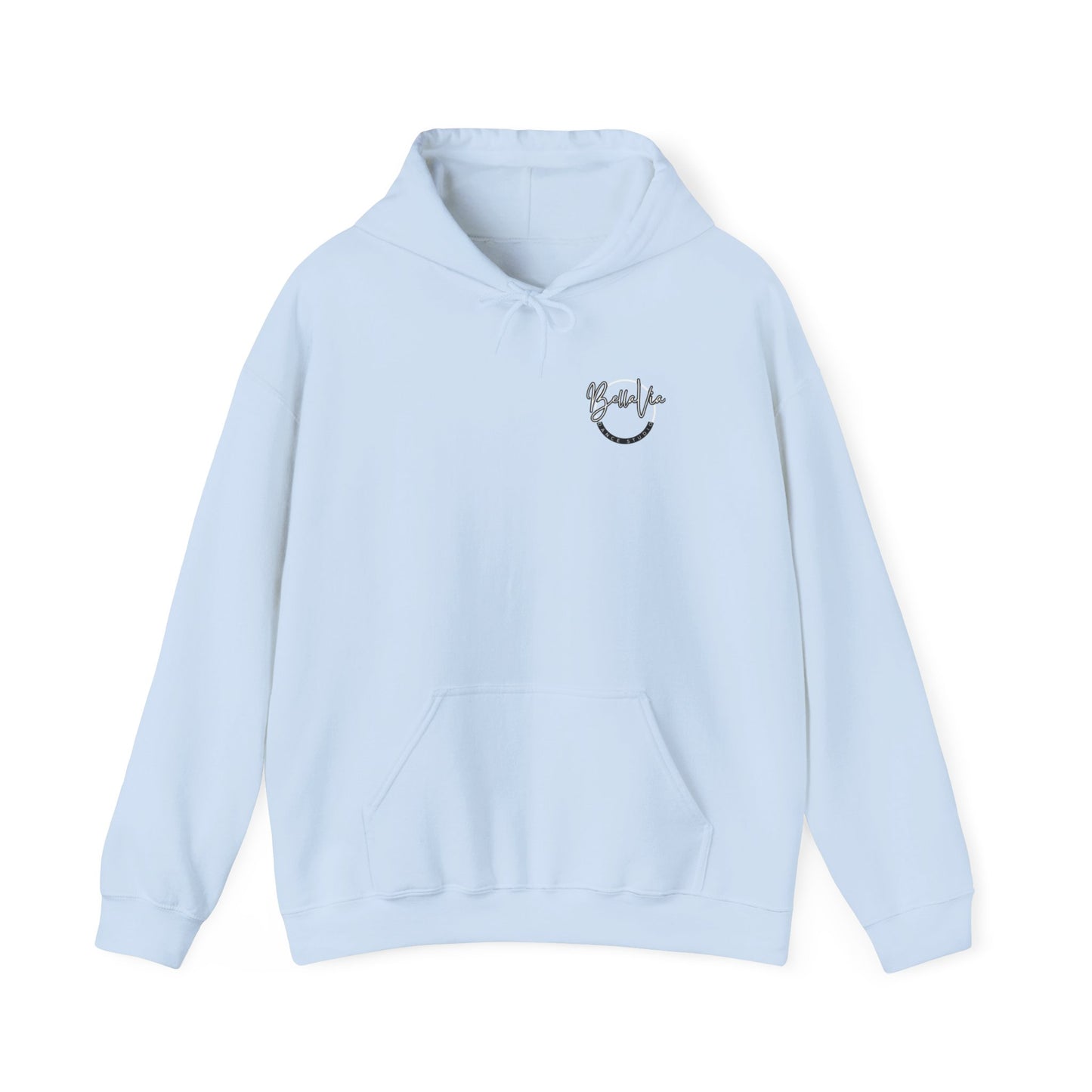 BellaVia - Unisex Hooded Sweatshirt (Front Logo, Back Design)