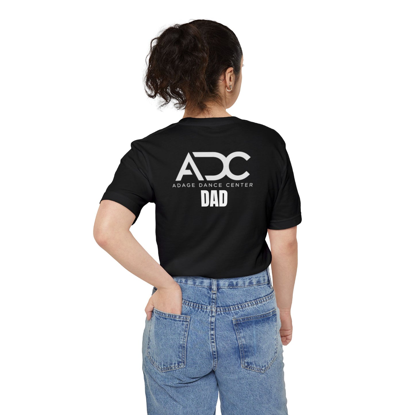 Adage Dance Center: Bella+Canvas Dance Dad Unisex Pocket T-shirt (Front Logo, Back Logo)