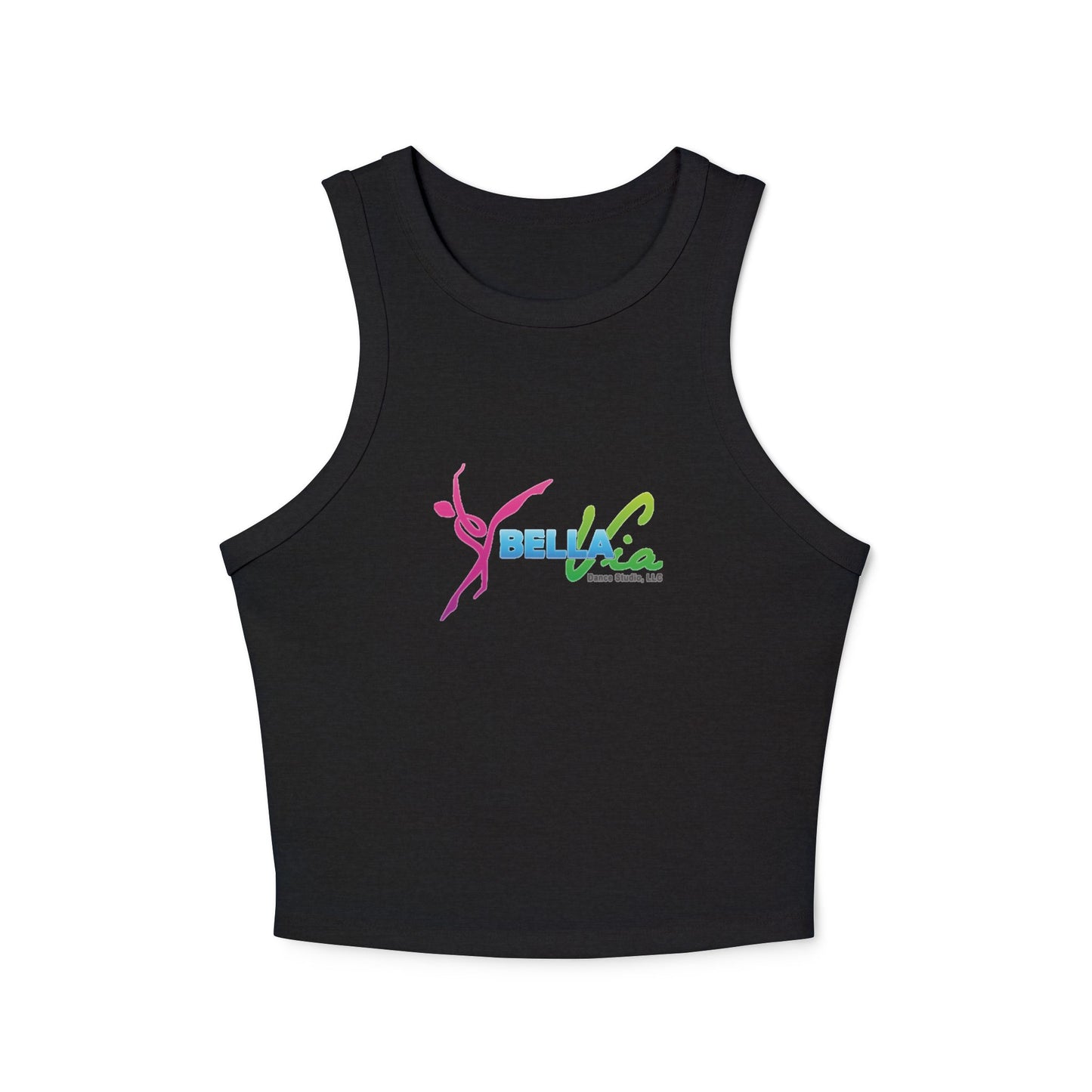 BellaVia - Women's Ribbed Racer Tank Top (Front Logo)