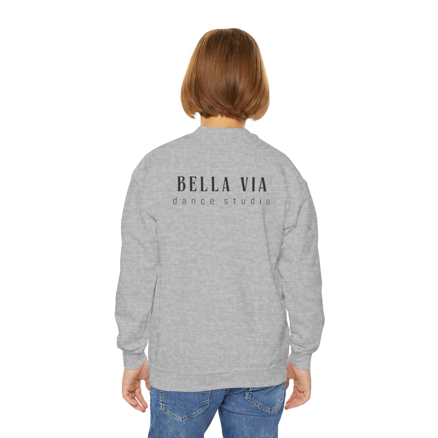 BellaVia - Youth Crewneck Sweatshirt (Front Design, Back Design)