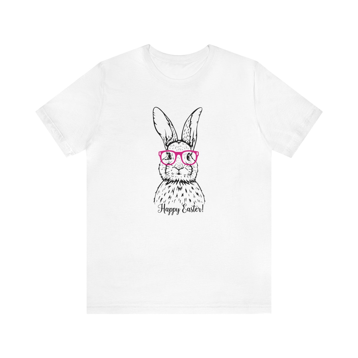 Easter Bunny with Glasses - Unisex Jersey Short Sleeve Tee (Front Design)