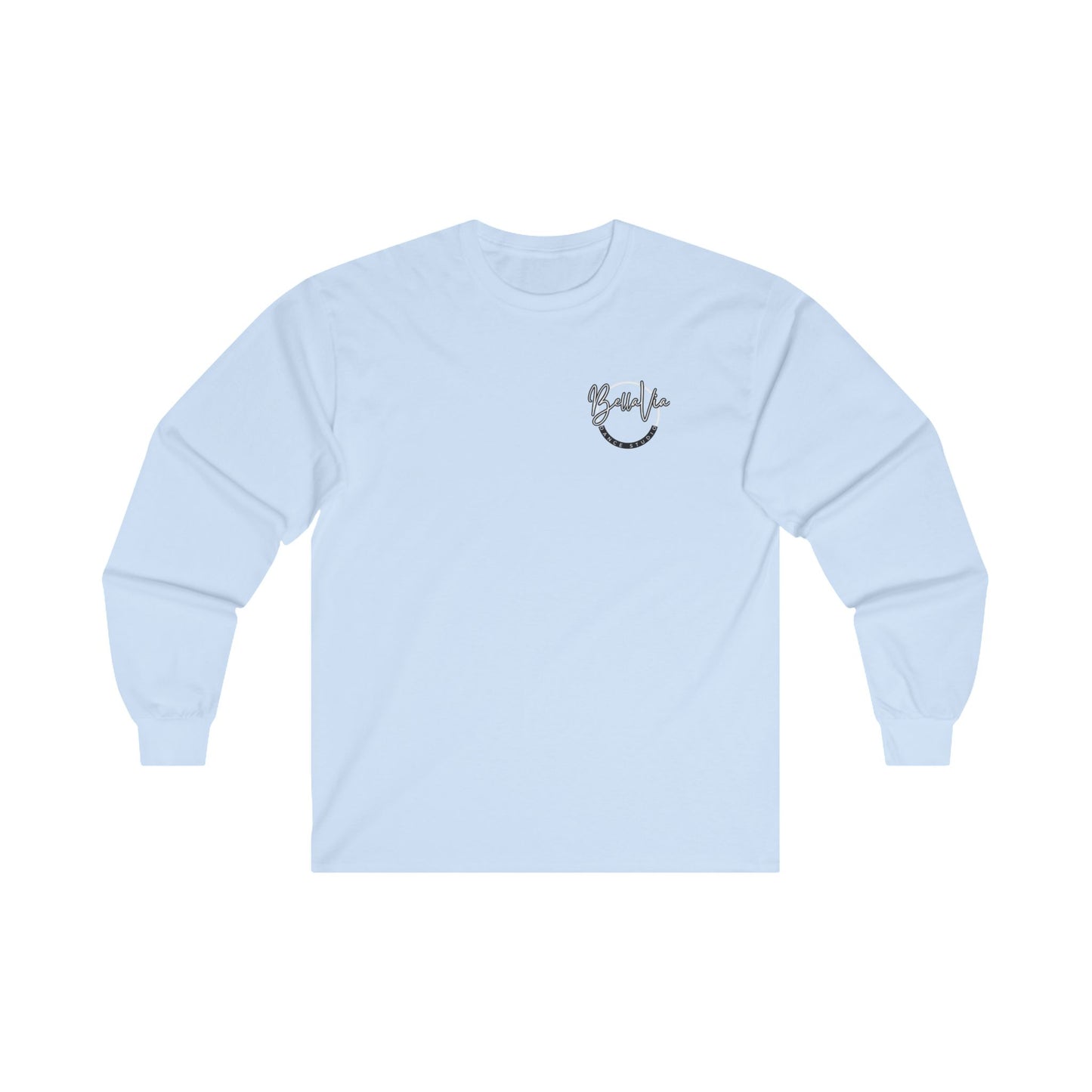 BellaVia - Unisex Cotton Long Sleeve Tee (Front Logo, Back Design)