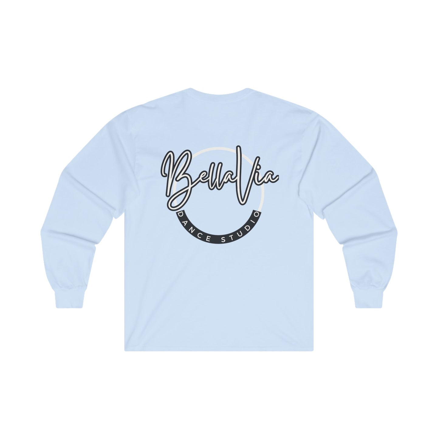 BellaVia - Unisex Cotton Long Sleeve Tee (Front Logo, Back Design)