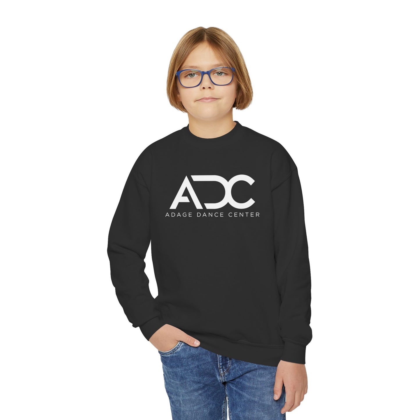Adage Dance Center: Gildan Youth Crewneck Sweatshirt (Front Logo, Back Name)