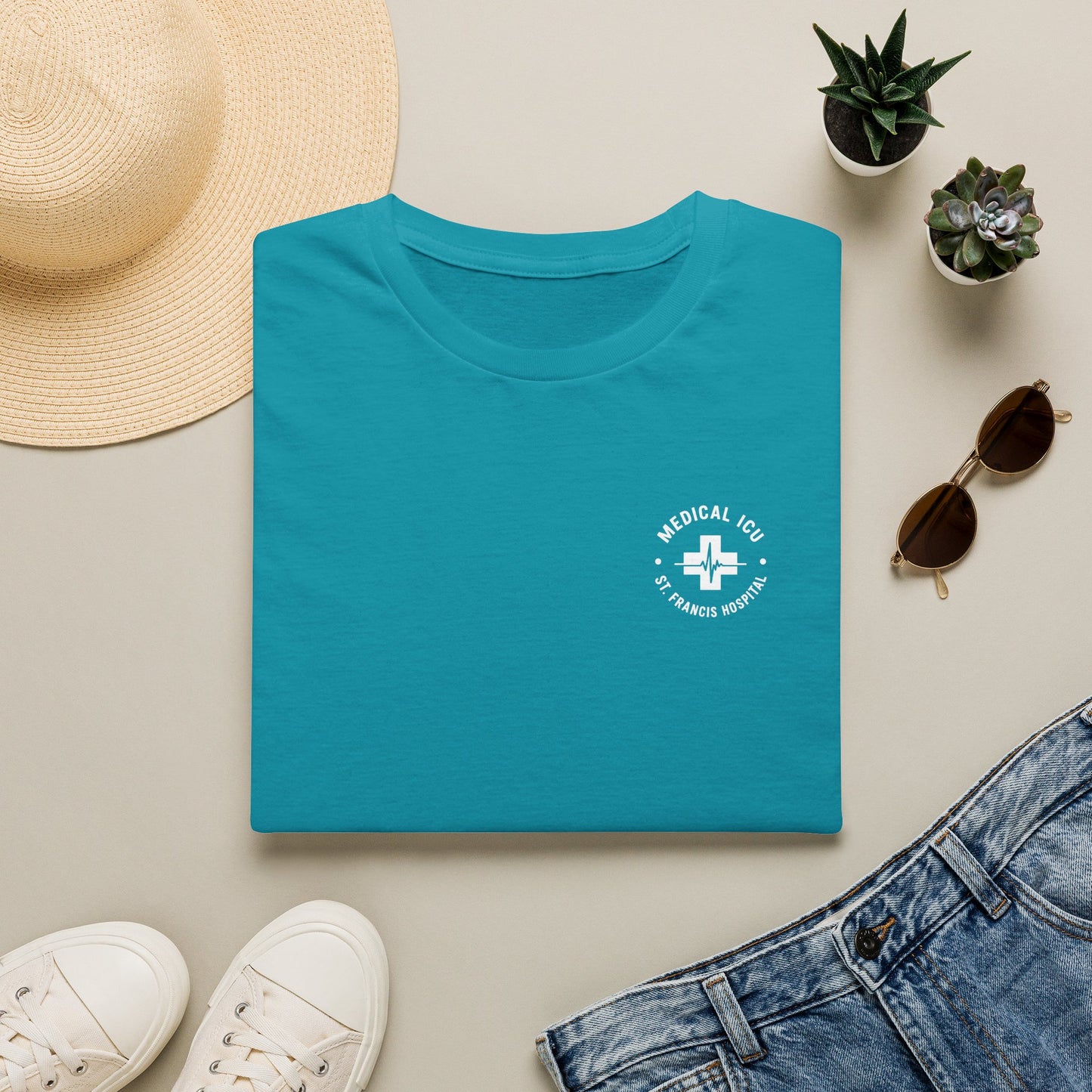 MICU - Unisex Teal T-Shirt (Front Logo, Back Design)