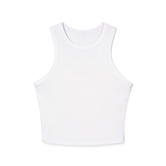 One Degree Hotter Micro Rib Racer Tank Top — "That doesn’t align with my archetype" Minimal Graphic Crop Tank
