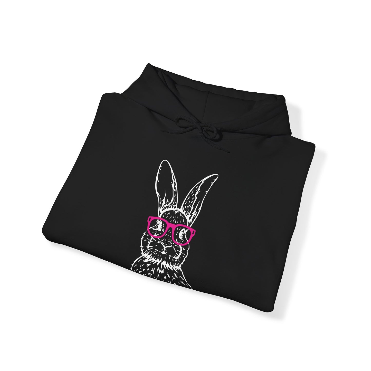 Easter Bunny with Glasses - Unisex Hooded Sweatshirt (Front Design)