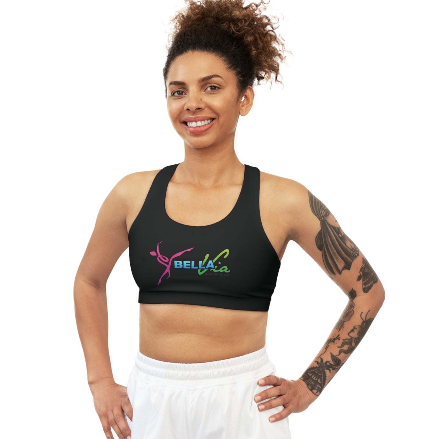 BellaVia - Women's Seamless Sports Bra (Front Logo)