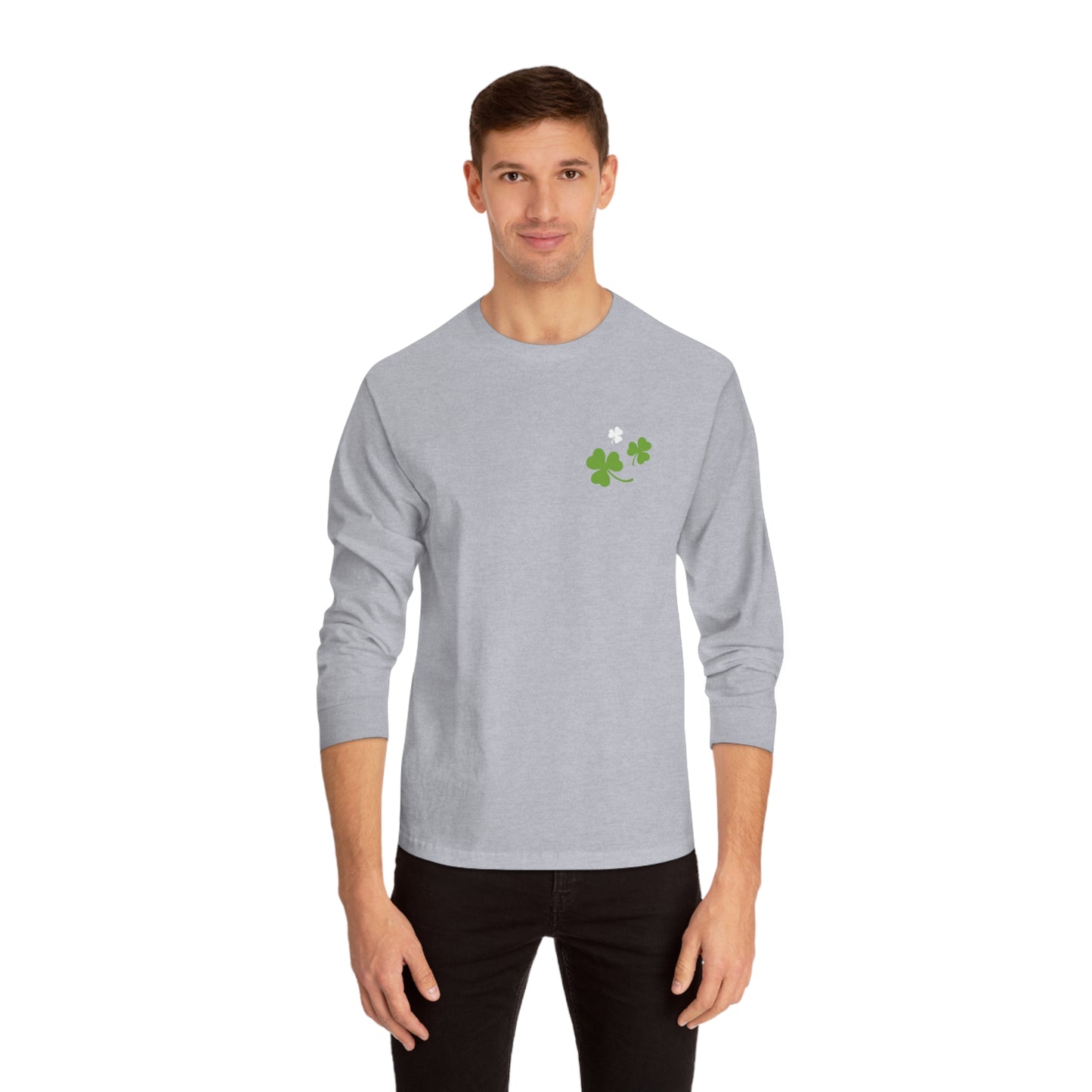 St. Patrick's Day - Unisex Long Sleeve T-Shirt - Front Logo, Back Design