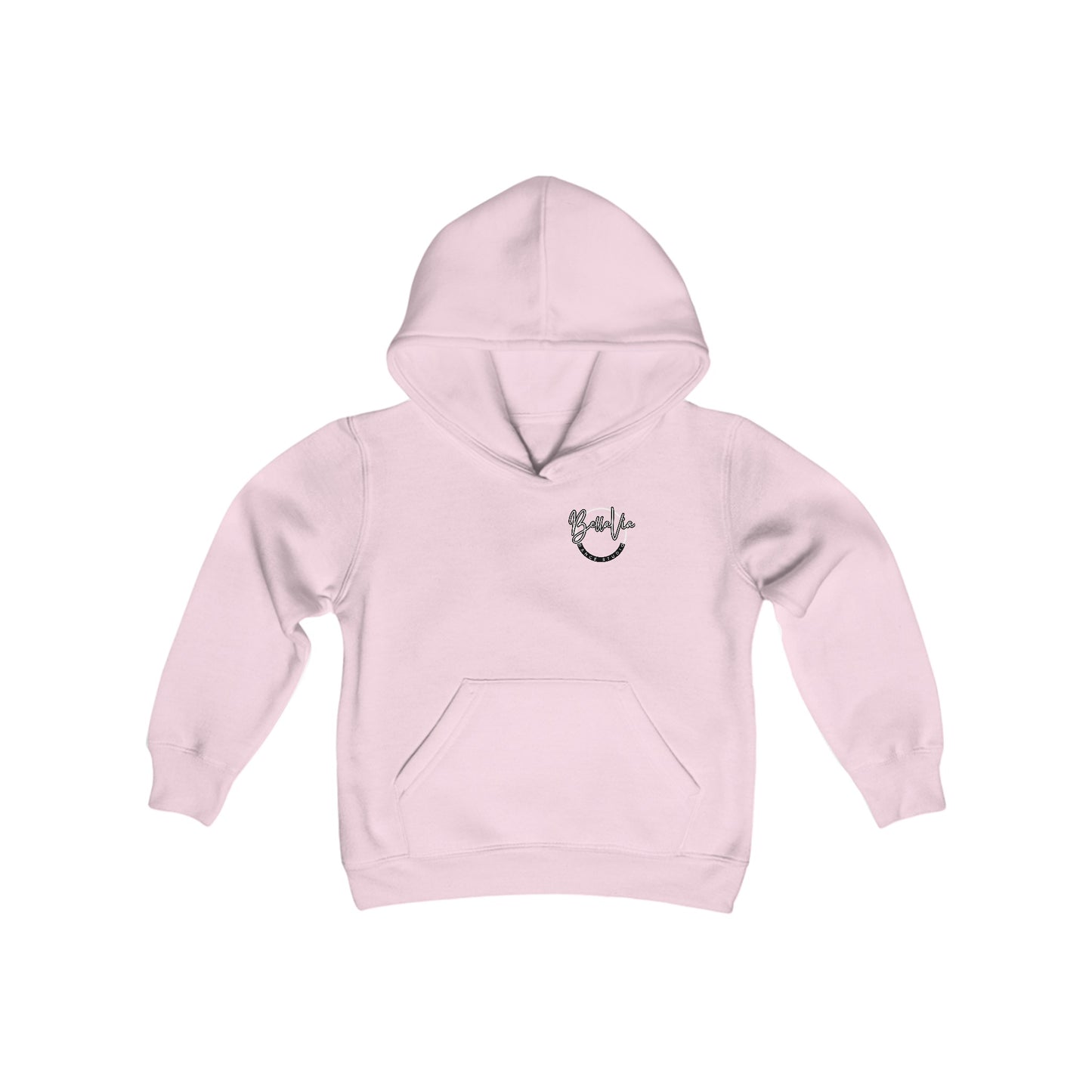 BellaVia - Youth Hooded Sweatshirt (Front Logo, Back Design)