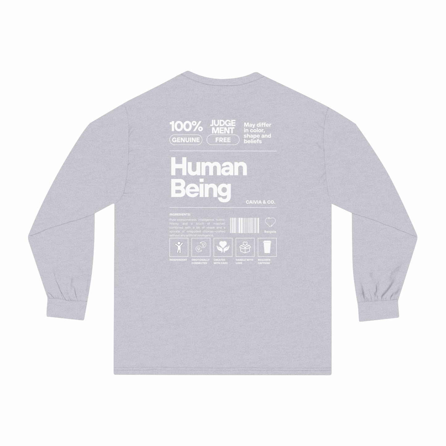 HUMAN BEING - Unisex Classic Long Sleeve T-Shirt - (Front Logo, Back Design)