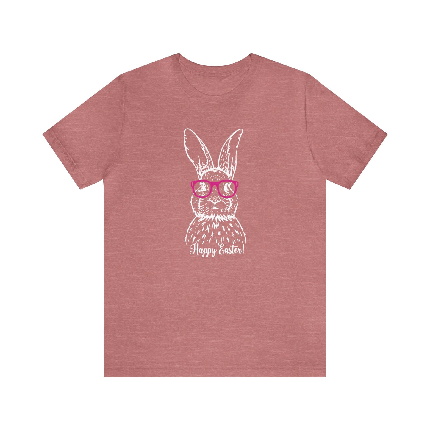 Easter Bunny with Glasses - Unisex Jersey Short Sleeve Tee (Front Design)