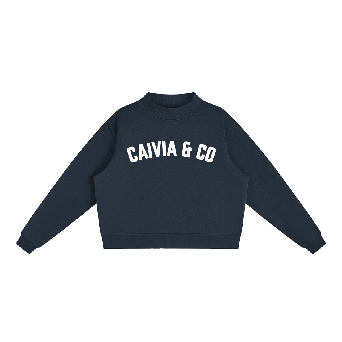 CAIVIA & Co. - Fleece Mock-Neck Crew Sweatshirt