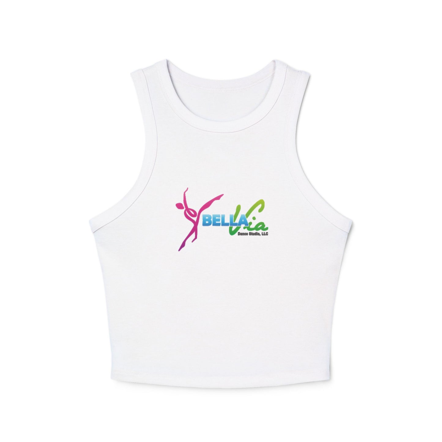 BellaVia - Women's Ribbed Racer Tank Top (Front Logo)