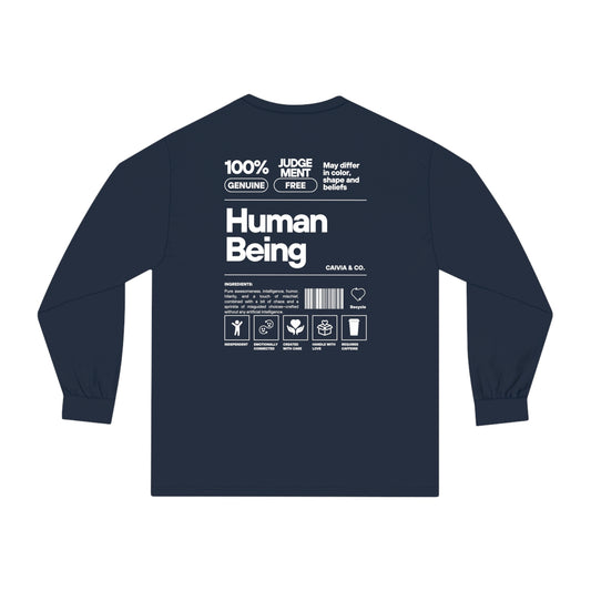 HUMAN BEING - Unisex Classic Long Sleeve T-Shirt - (Front Logo, Back Design)