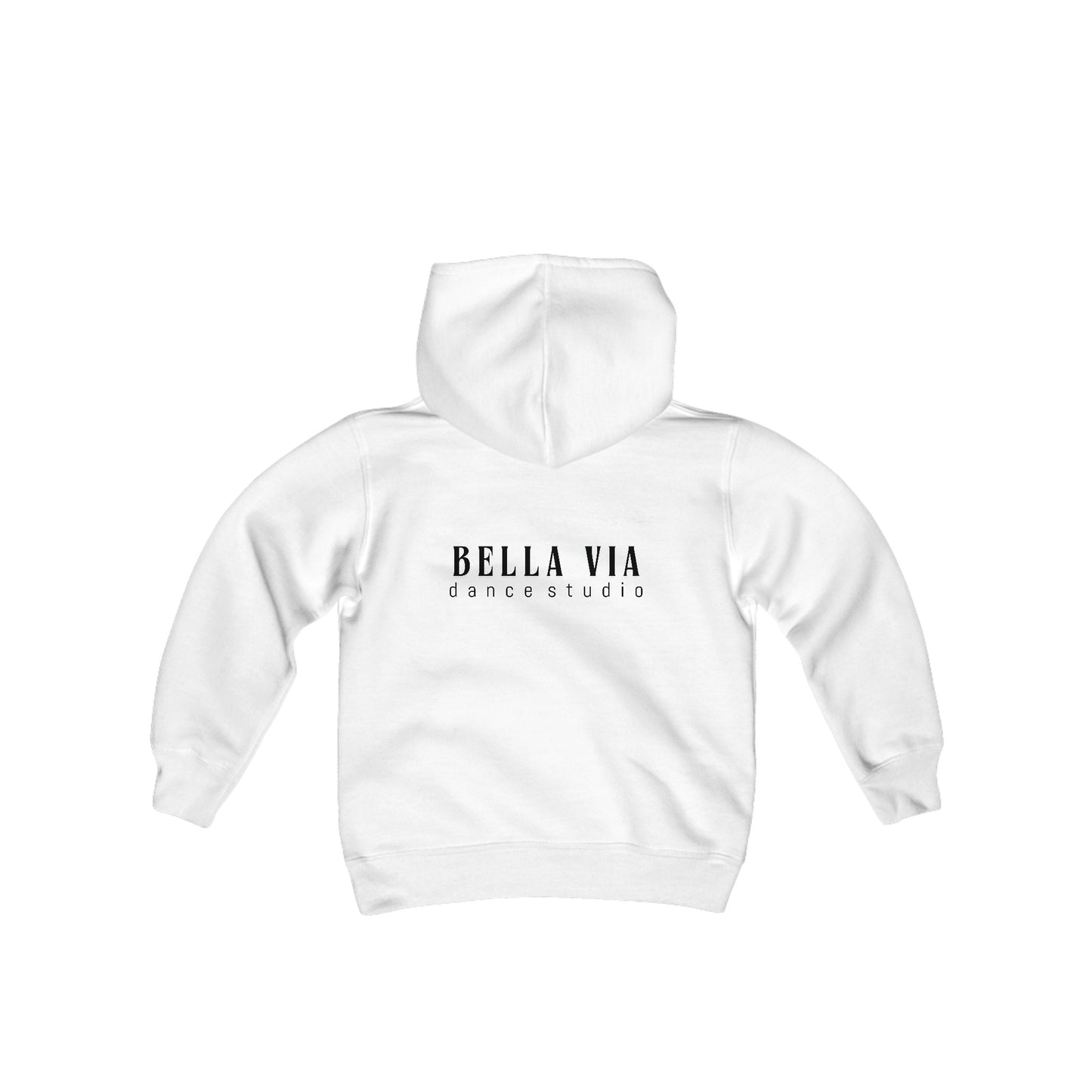 BellaVia - Youth Hooded Sweatshirt (Front Design, Back Design)