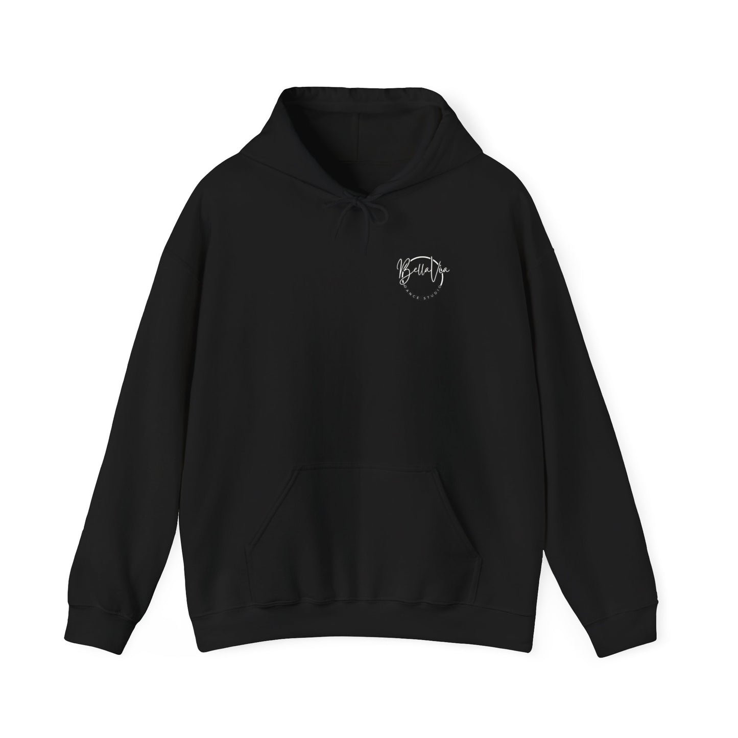 BellaVia - Unisex Hooded Sweatshirt (Front Logo, Back Design)