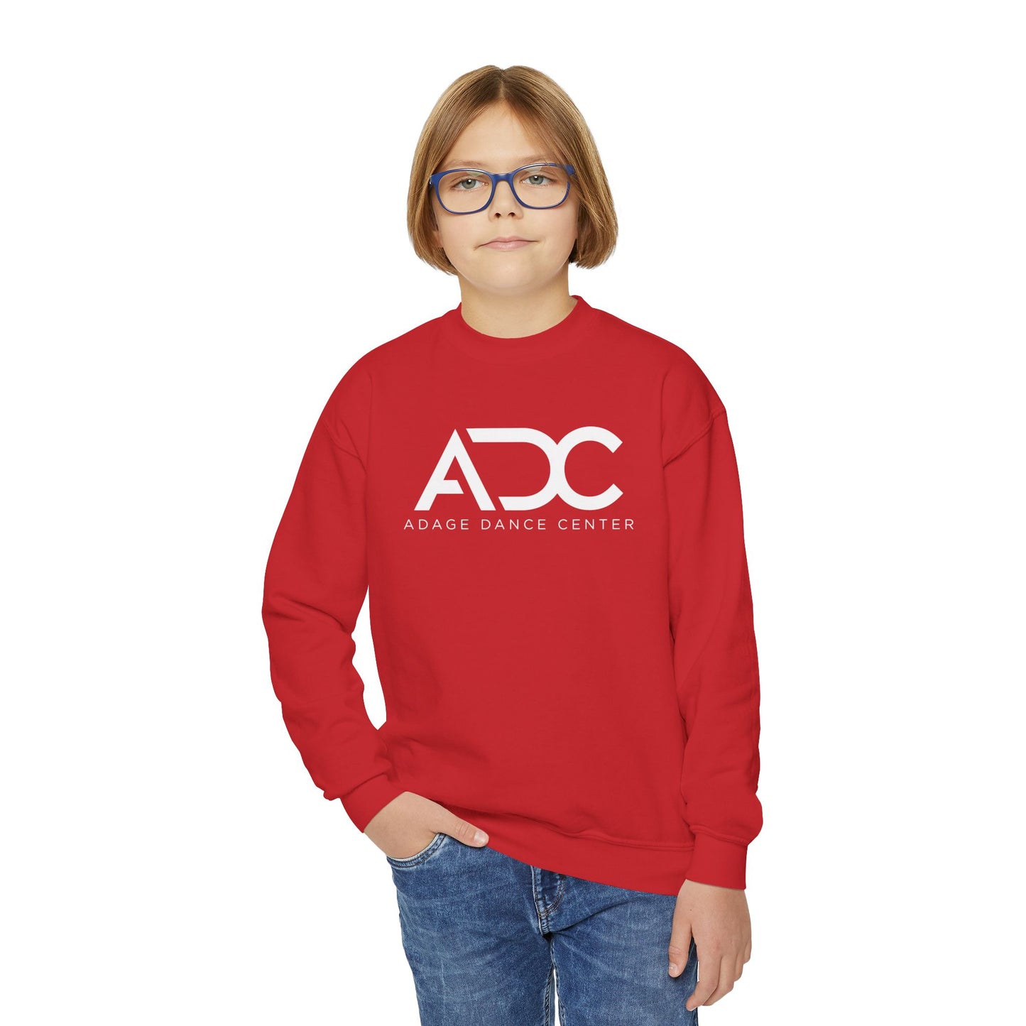 Adage Dance Center: Gildan Youth Crewneck Sweatshirt (Front Logo, Back Name)