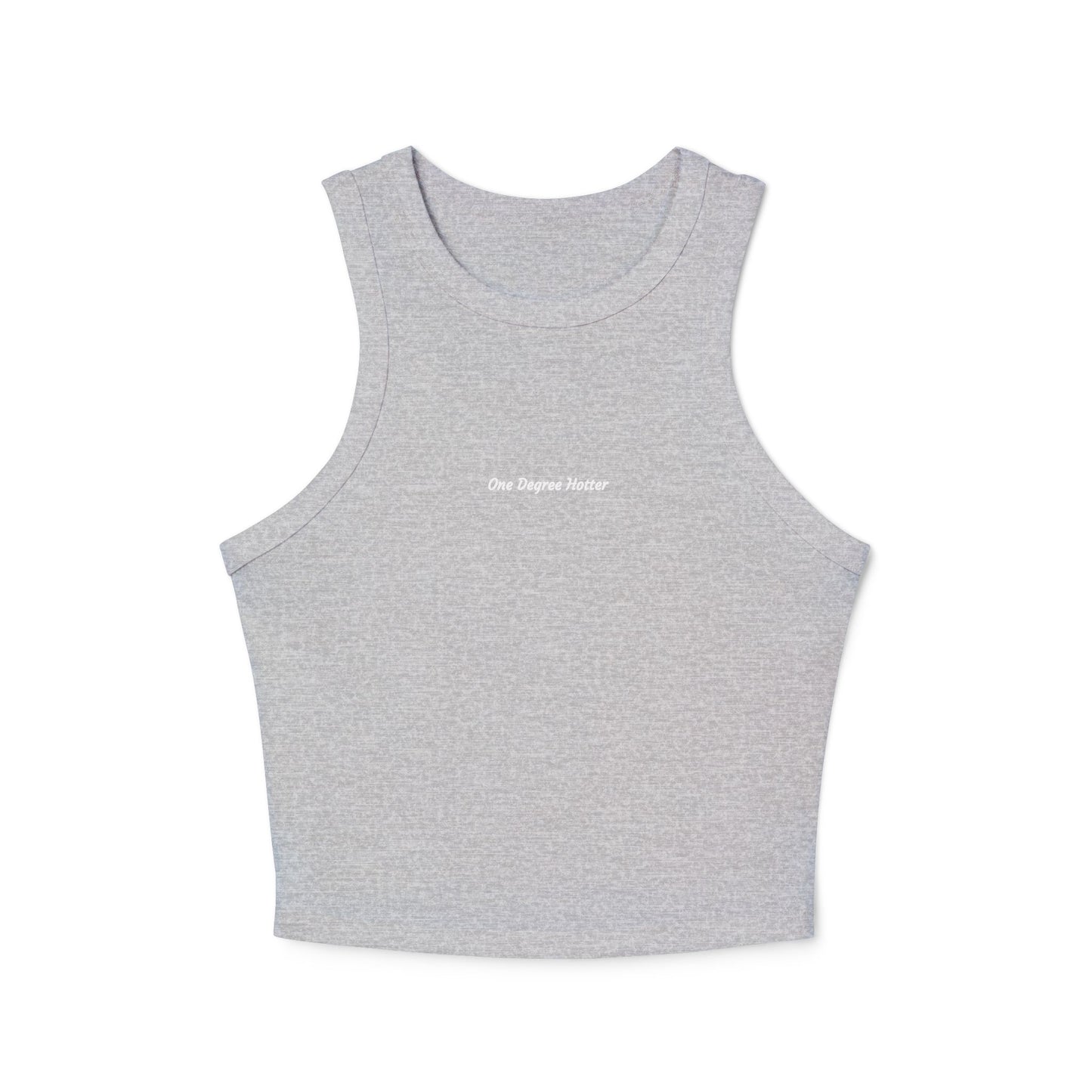 One Degree Hotter Micro Rib Racer Tank Top — "That doesn’t align with my archetype" Minimal Graphic Crop Tank