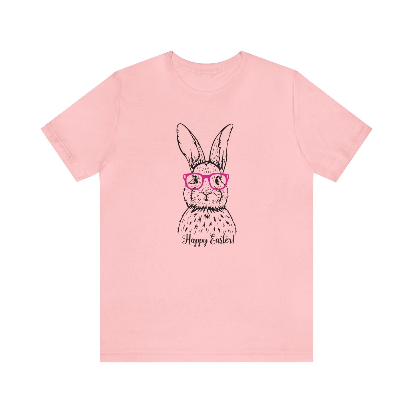 Easter Bunny with Glasses - Unisex Jersey Short Sleeve Tee (Front Design)