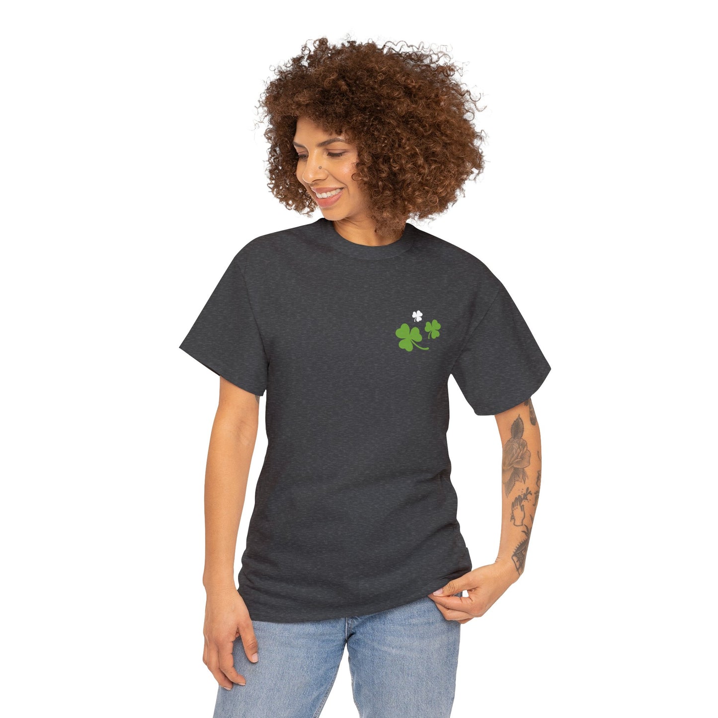 St. Patrick's Day - Unisex Cotton Tee - Front Logo, Back Design