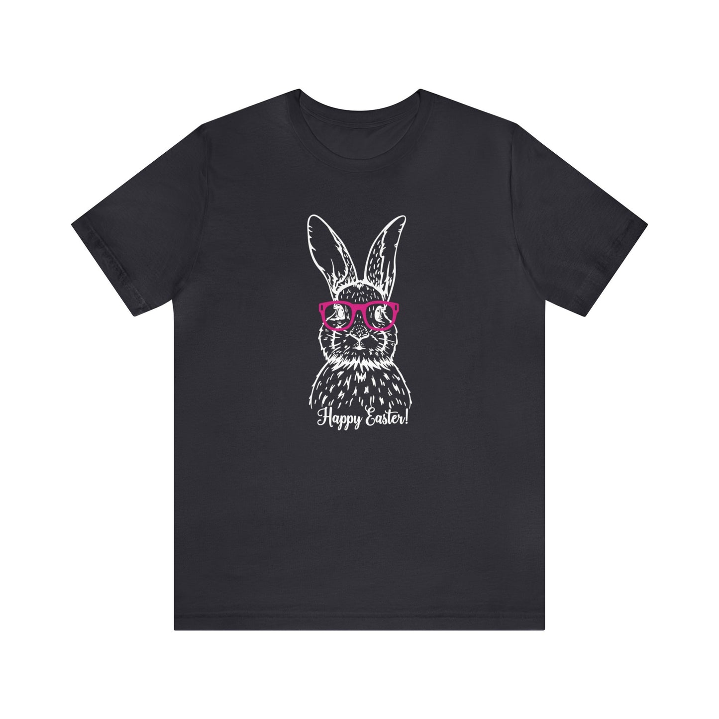 Easter Bunny with Glasses - Unisex Jersey Short Sleeve Tee (Front Design)