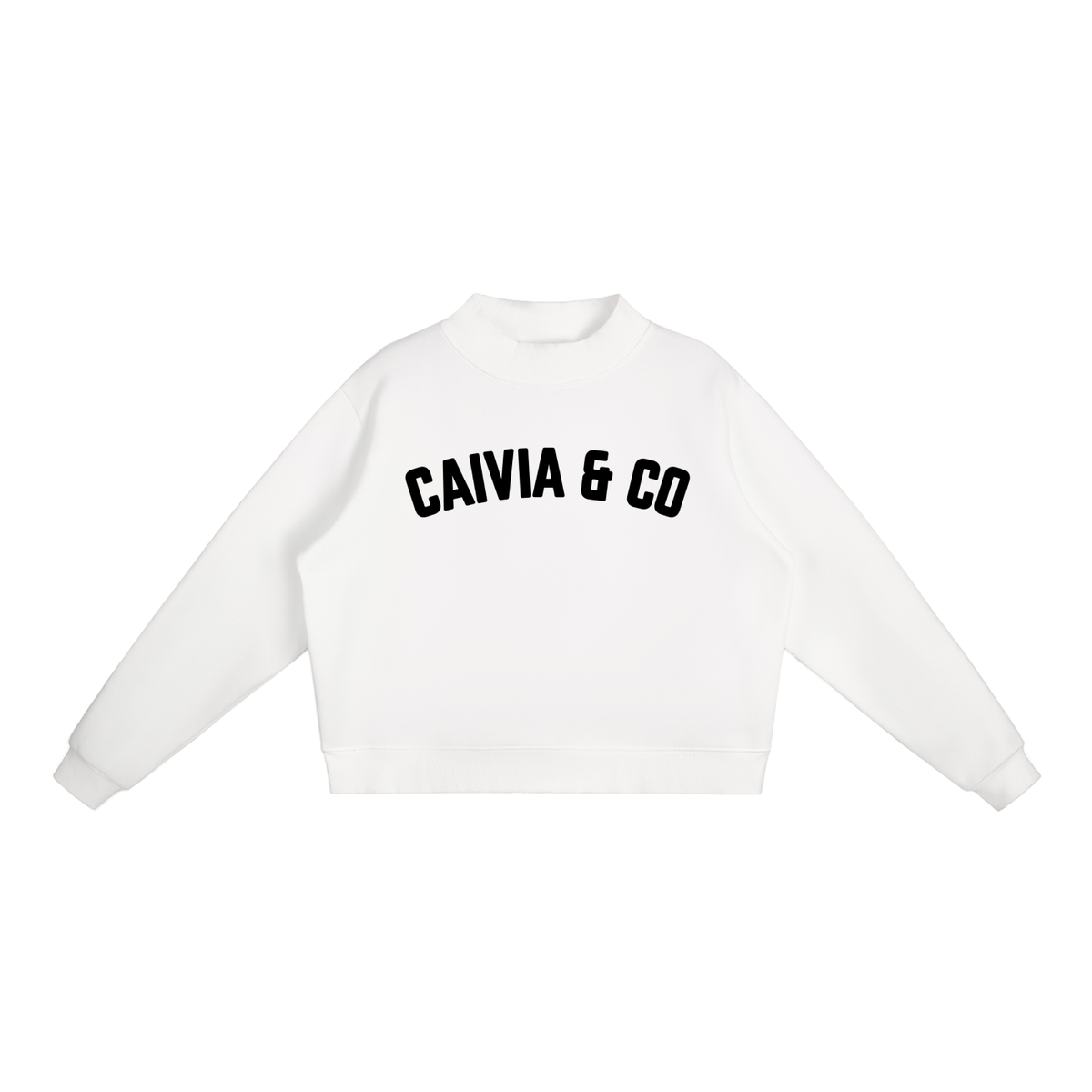 CAIVIA & Co. - Fleece Mock-Neck Crew Sweatshirt