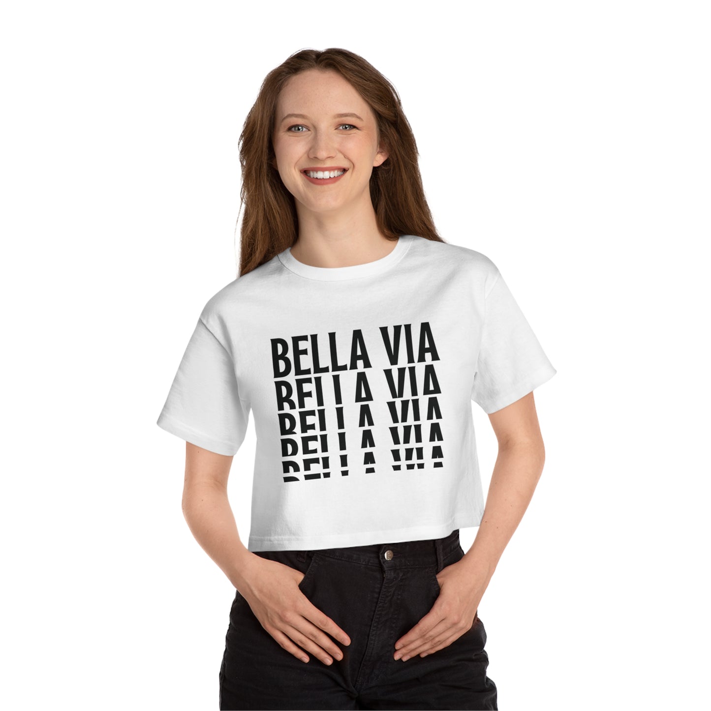 BellaVia - Champion Women's Heritage Cropped T-Shirt (Front Logo)