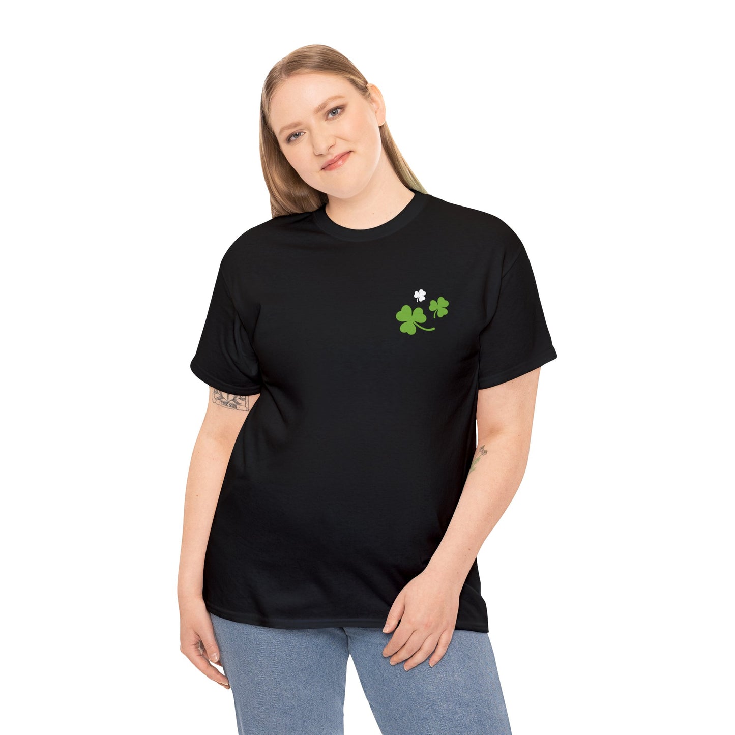 St. Patrick's Day - Unisex Cotton Tee - Front Logo, Back Design