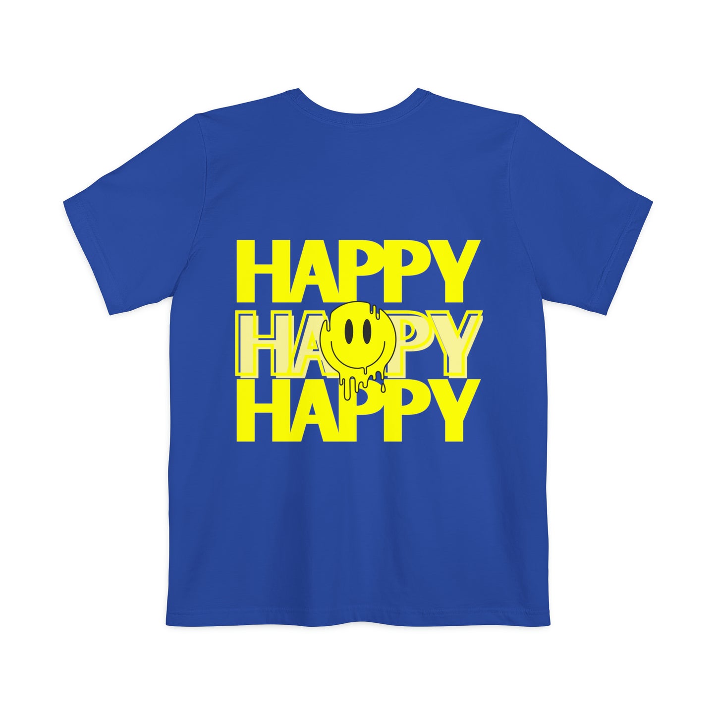 HAPPY HAPPY HAPPY - Unisex Pocket T-shirt - (Front Logo, Back Design)