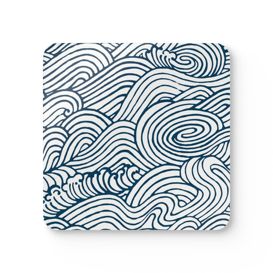 Ocean Waves Cork Coaster Set - Eco-Friendly Drinkware Accessories