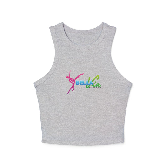 BellaVia - Women's Ribbed Racer Tank Top (Front Logo)