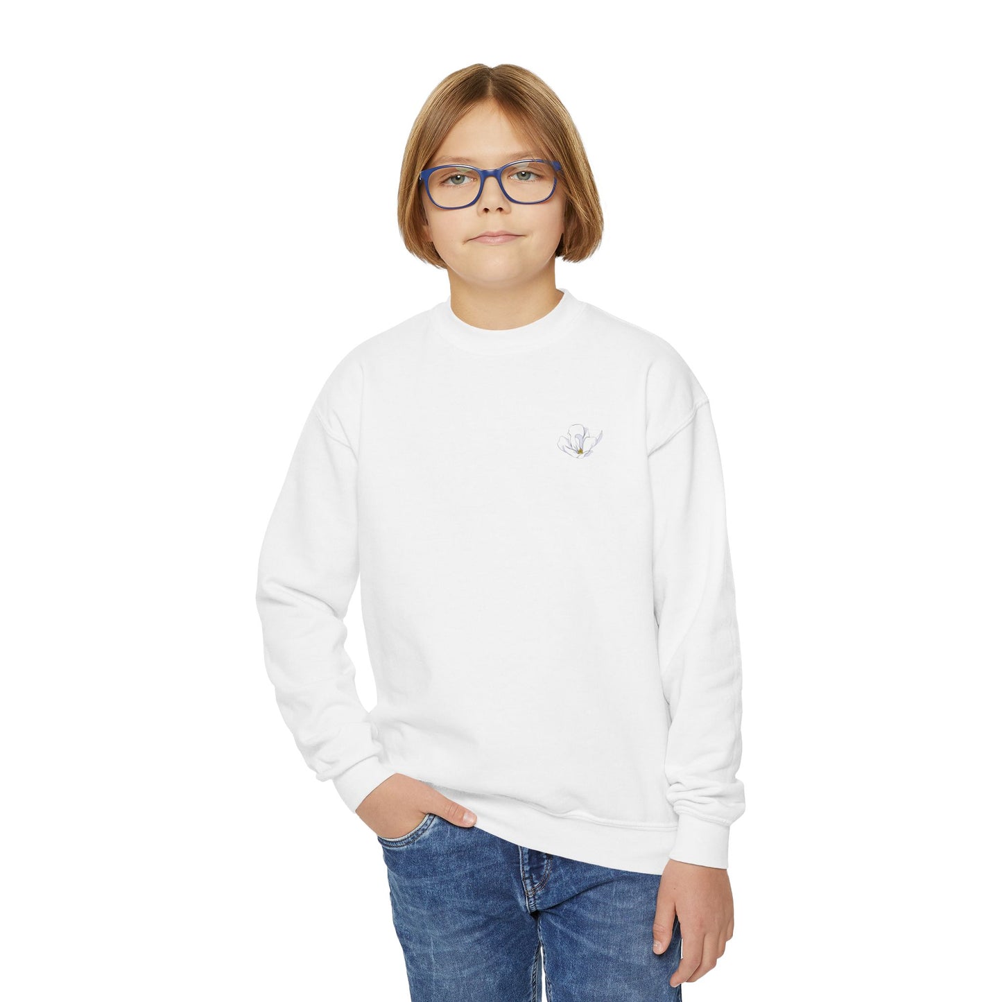 MDA - Youth Crewneck Sweatshirt (Front Flower, Back Design)