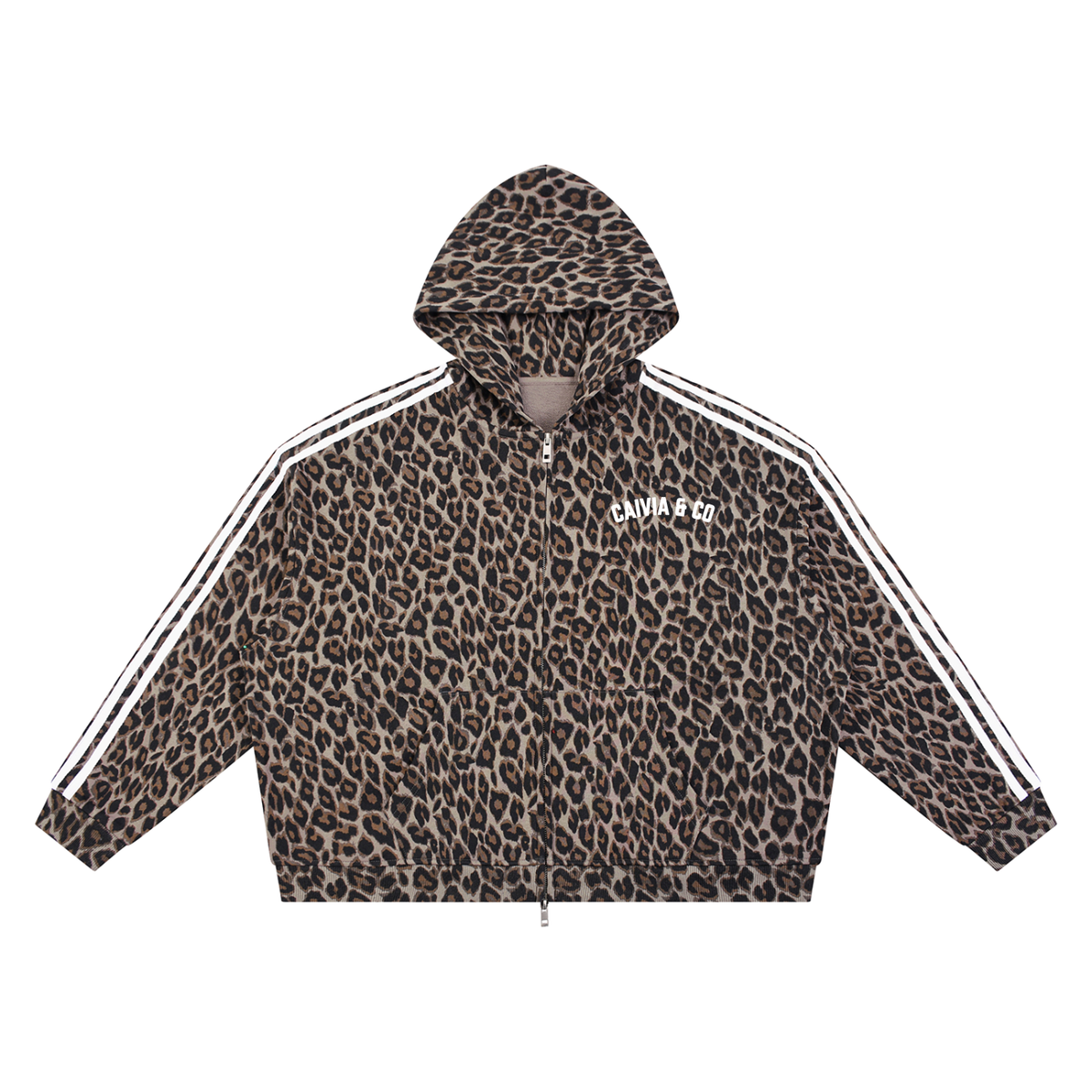 CAIVIA & Co. - Unisex Leopard Full Zip Hoodie