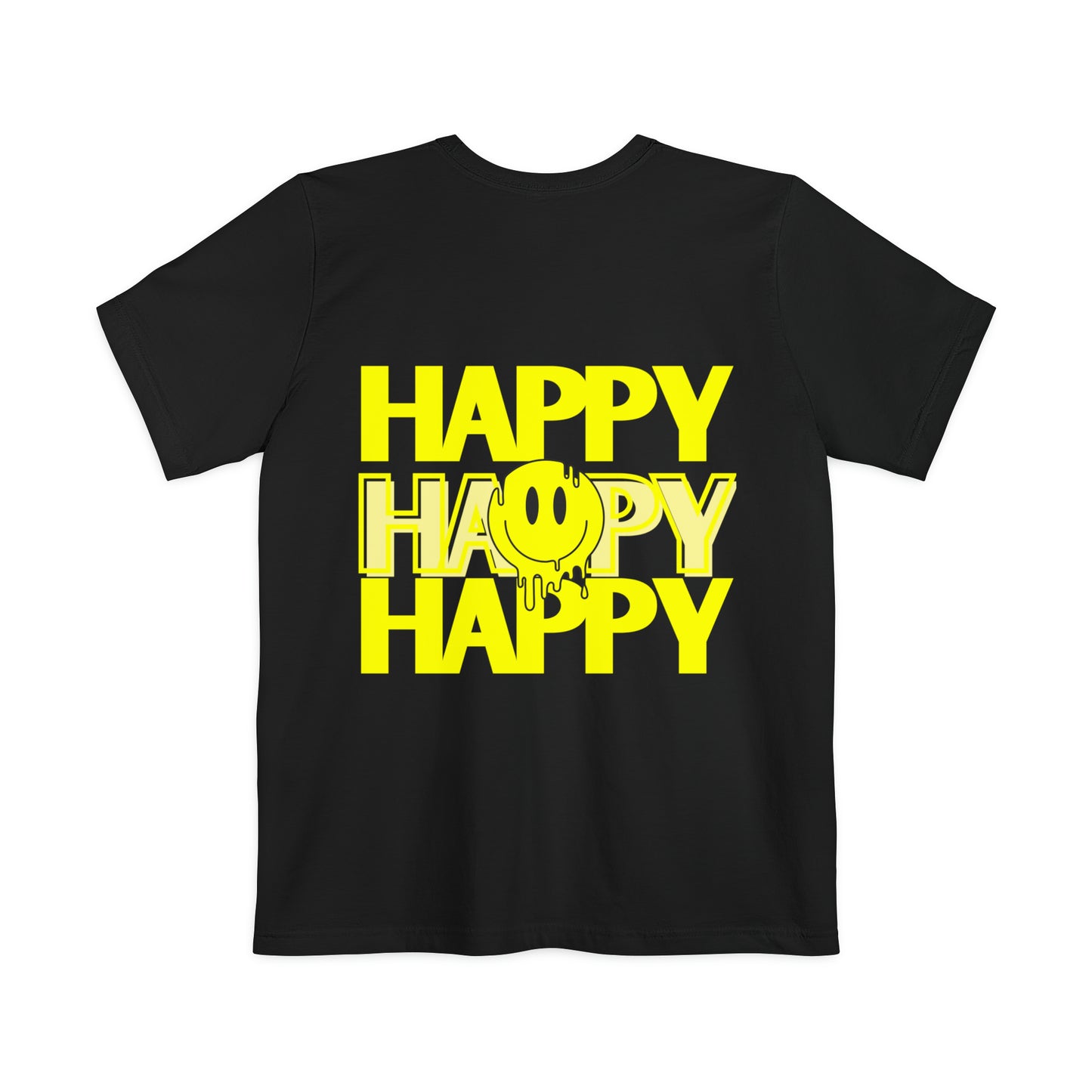 HAPPY HAPPY HAPPY - Unisex Pocket T-shirt - (Front Logo, Back Design)